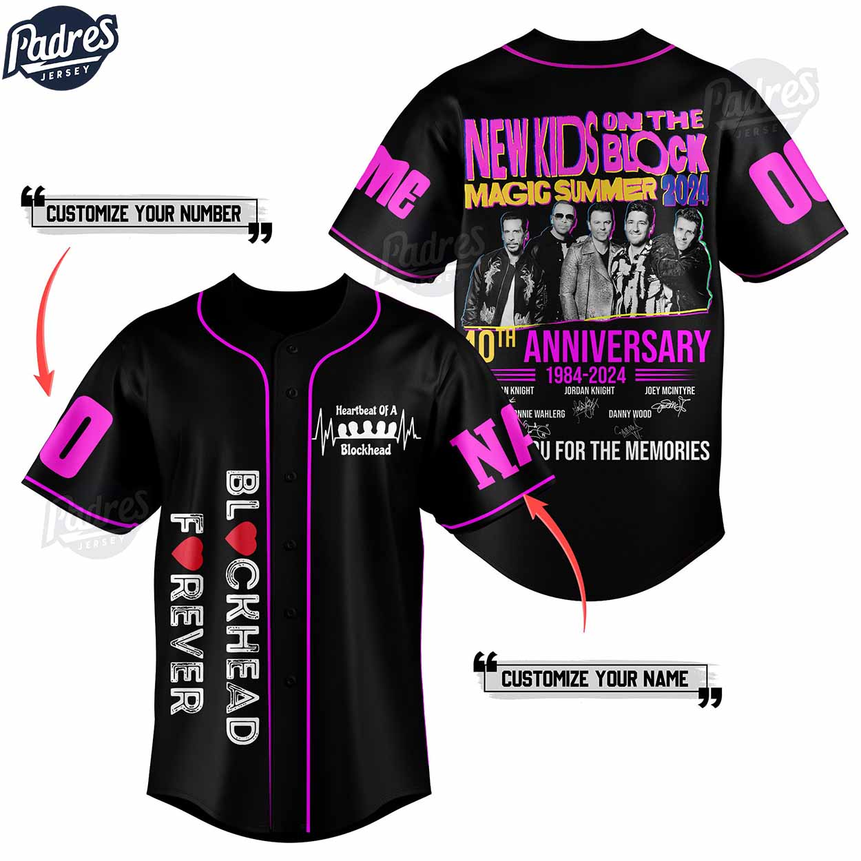 40th Anniversary New Kids On The Block Custom Baseball Jersey - Padres Jersey Oasis: Elevate Your Baseball Style Game