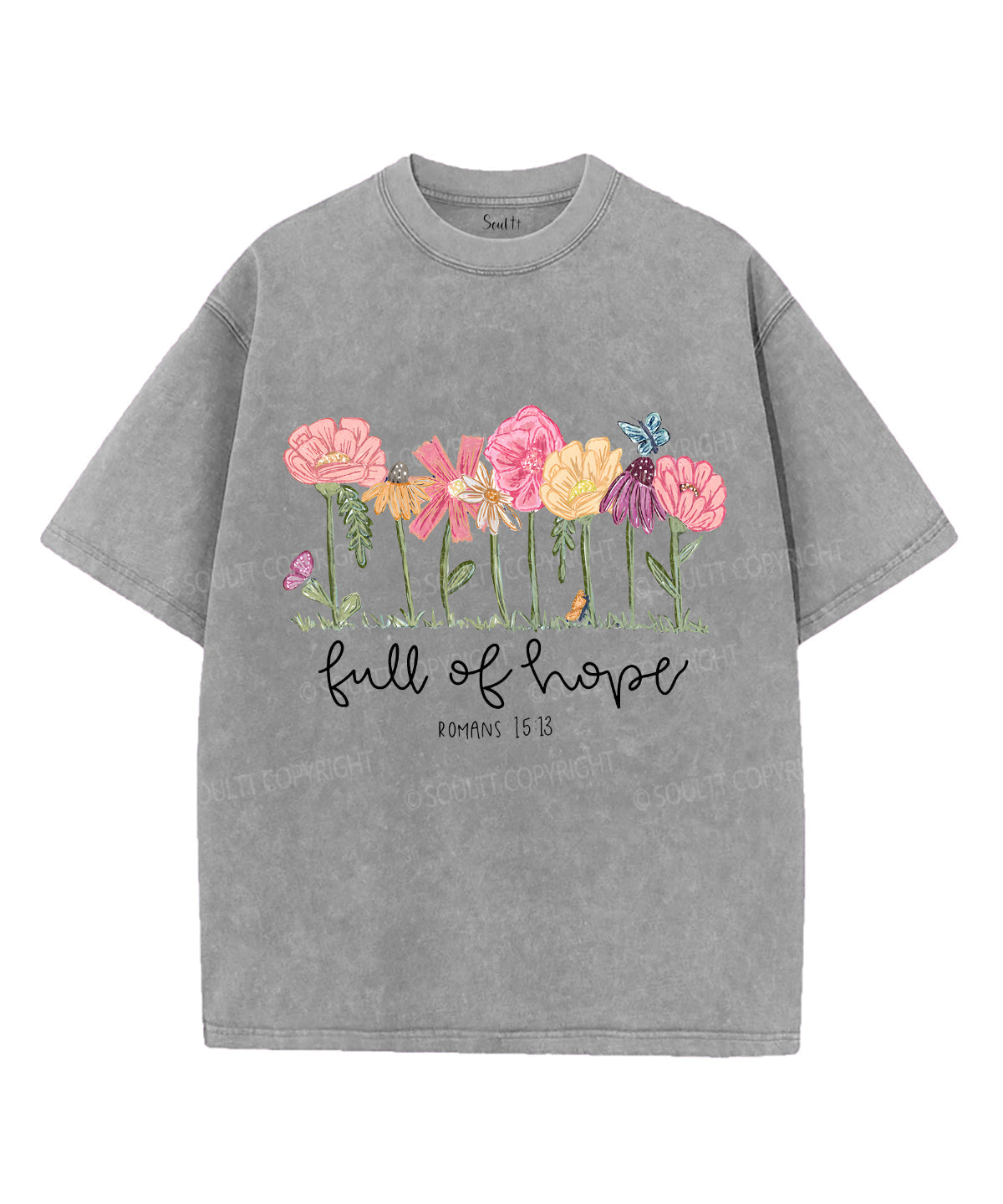Full of Hope Unisex Washed Christian T-shirt Hoodie, Sweatshirt | CiraTrend.com (Image 3)