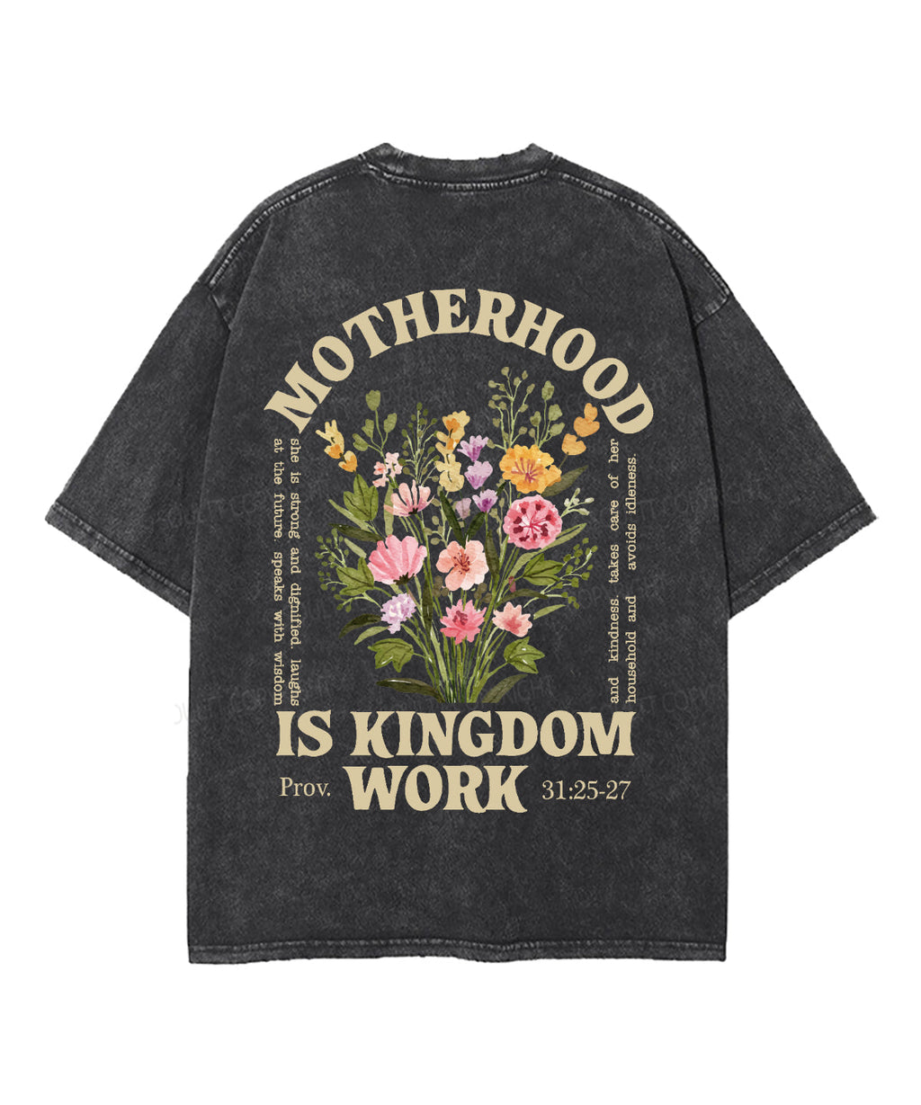 Motherhood Is Kingdom Work Double Sided Unisex Washed Christian T-shirt Style013 Hoodie, Sweatshirt | CiraTrend.com (Image 3)