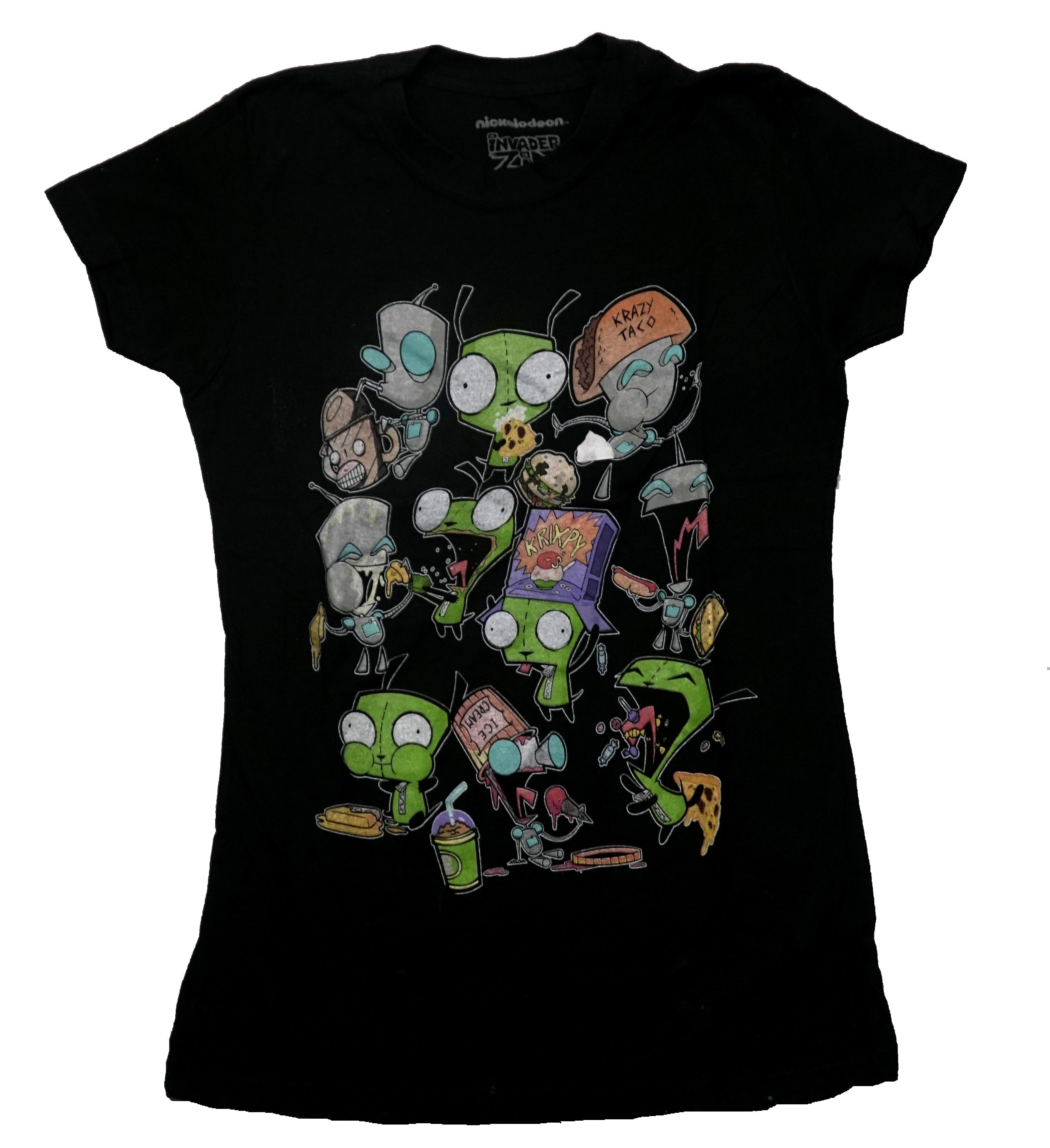 Invader Zim Girls Juniors T-Shirt - Collage of Characters Eating Food Hoodie, Sweatshirt | CiraTrend.com