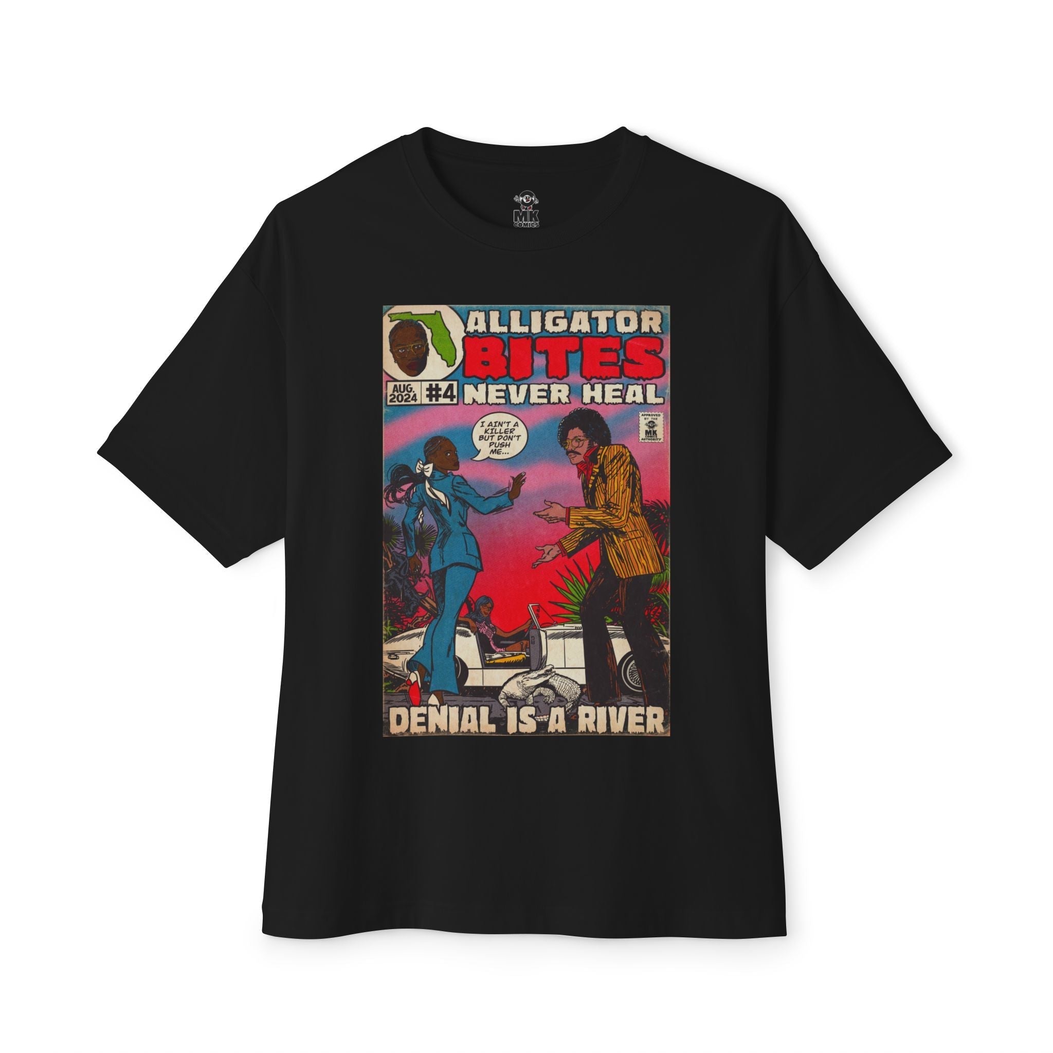 Denial is a River - Alligator Bites - Unisex Oversized Boxy Tee Hoodie, Sweatshirt | CiraTrend.com (Image 4)