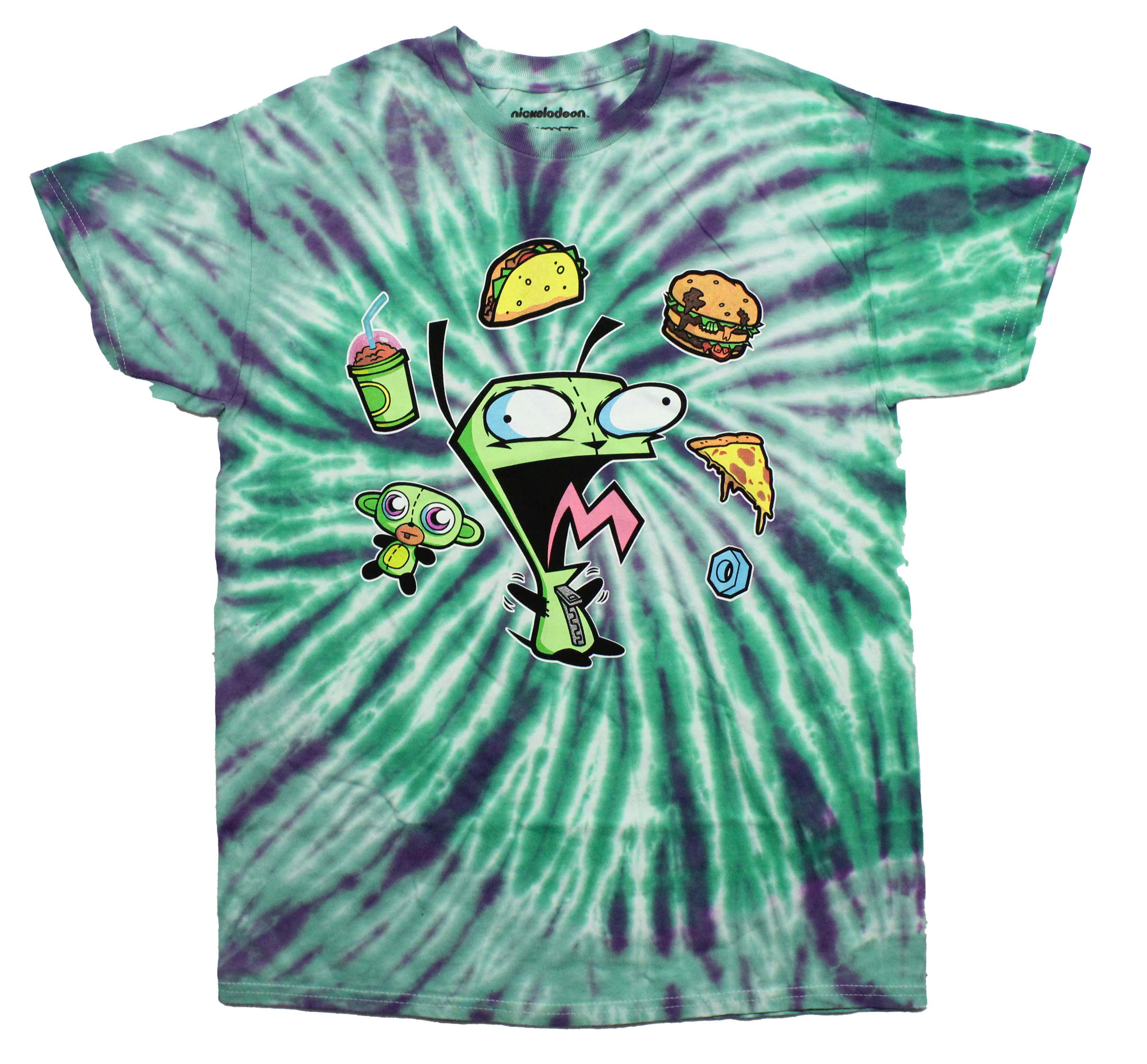 Invader Zim Mens T-Shirt - Gir Centered Around Food Tie Dye Hoodie, Sweatshirt | CiraTrend.com