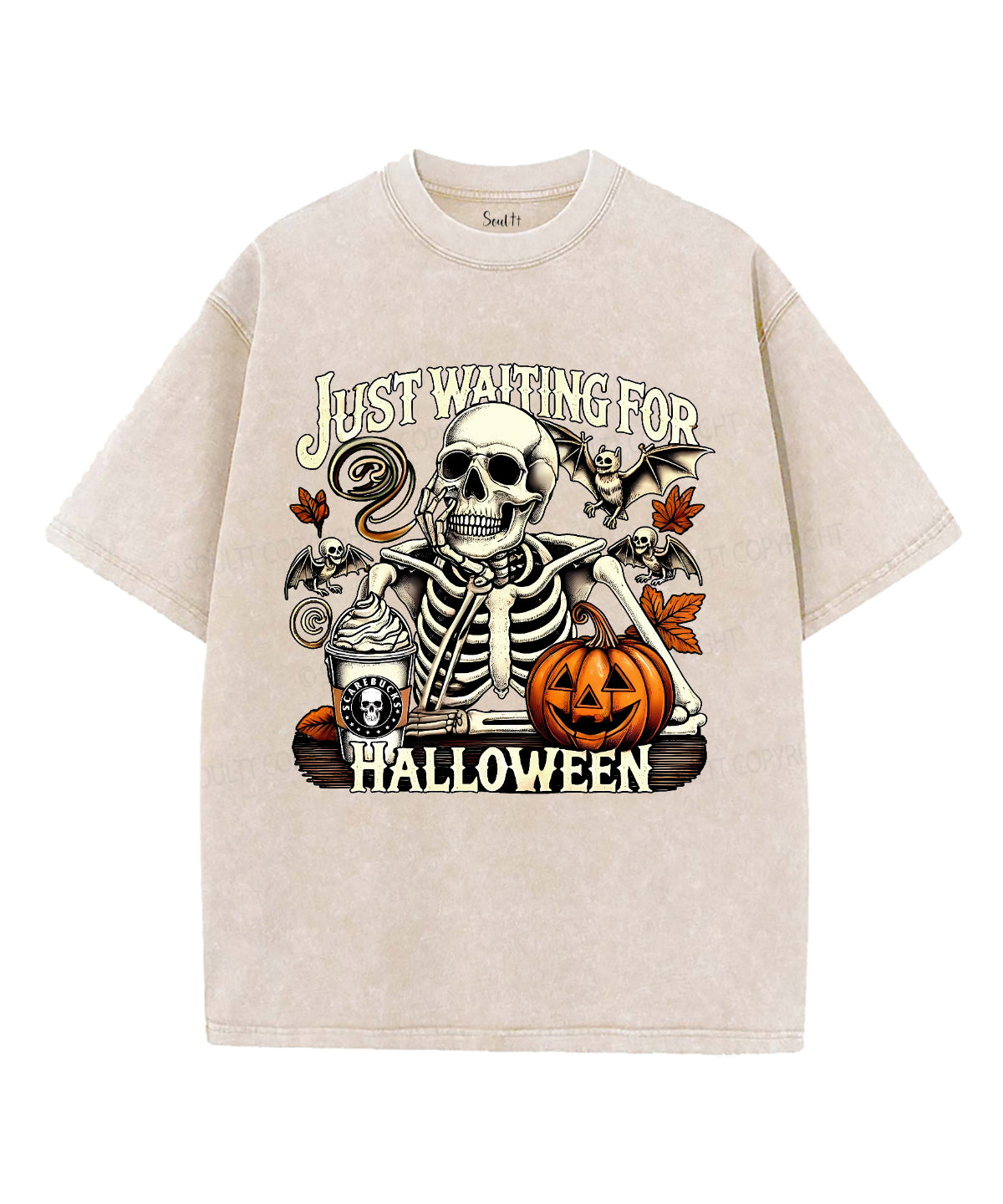 Just Waiting For Halloween Unisex Washed Christian T-shirt Hoodie, Sweatshirt | CiraTrend.com (Image 1)