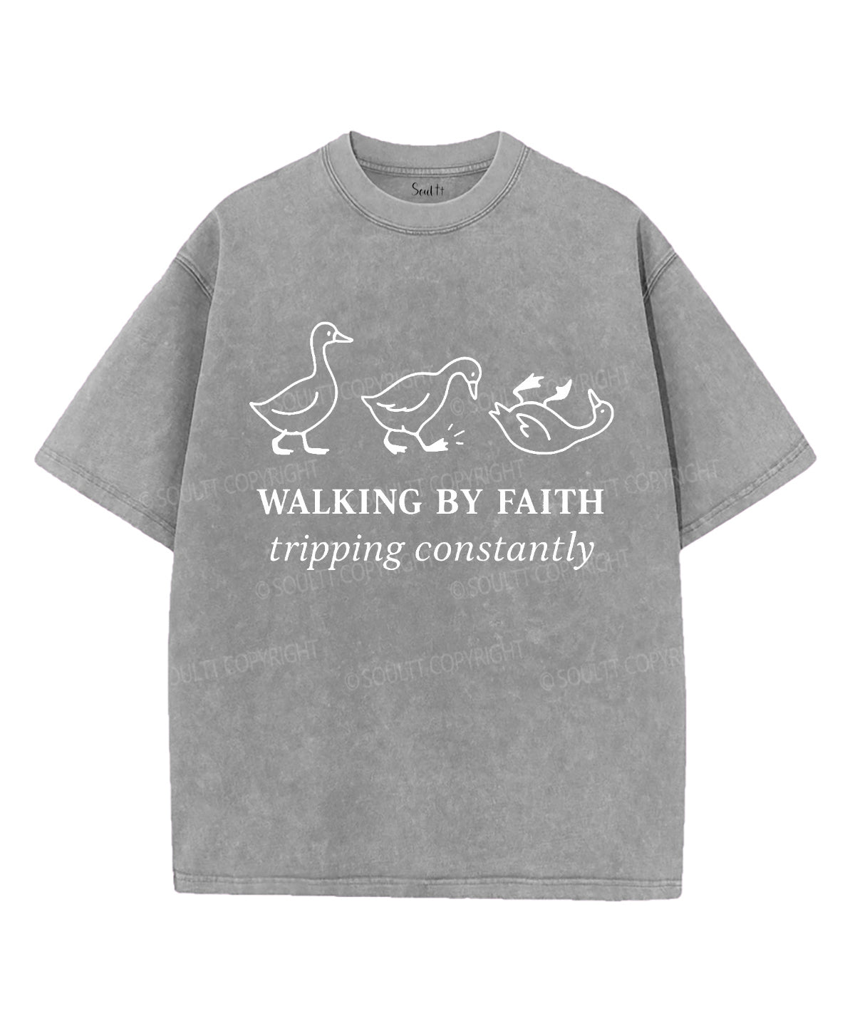 Walking By Faith Unisex Washed Christian T-shirt Hoodie, Sweatshirt | CiraTrend.com (Image 3)