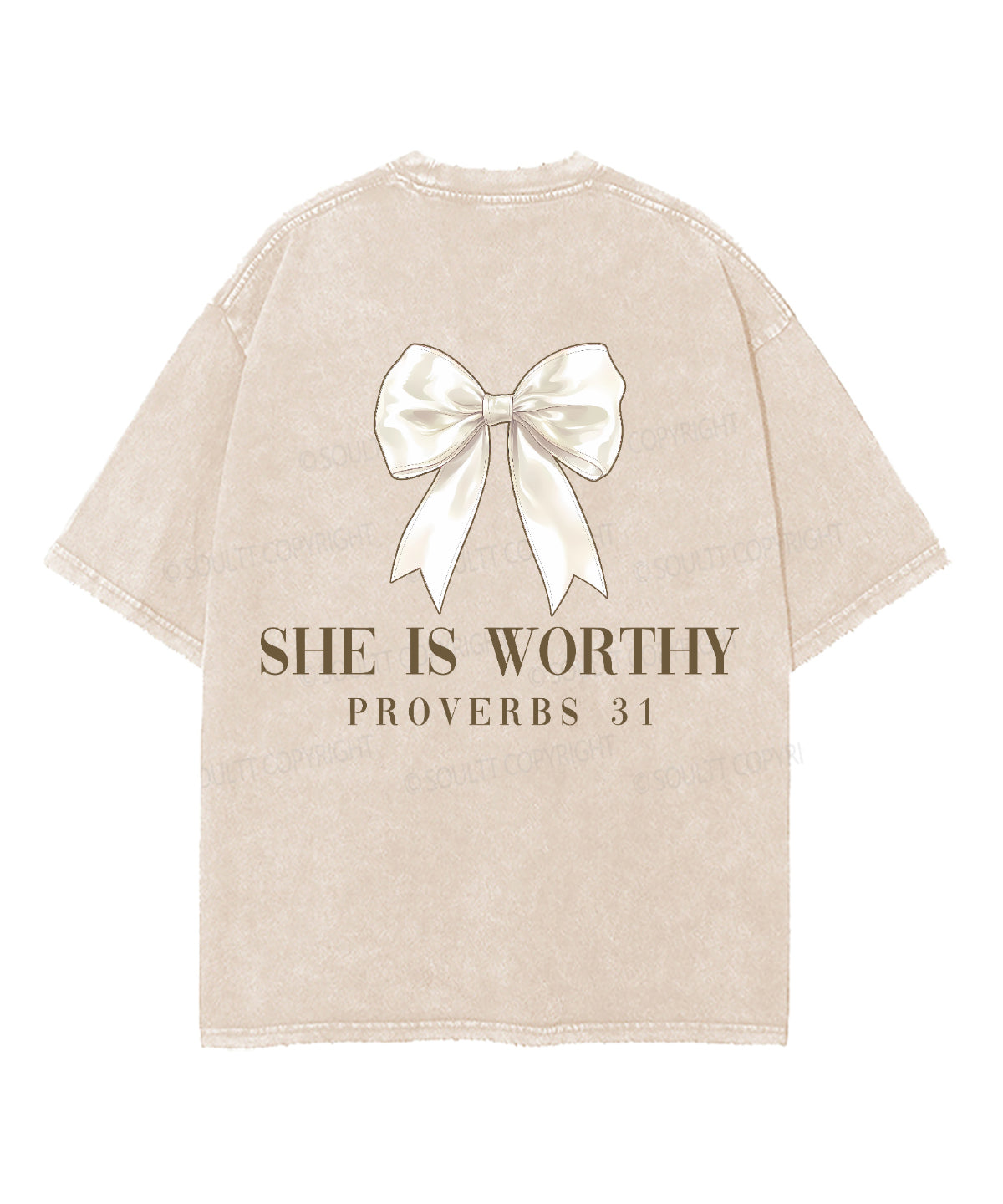 She is Worthy Double Sided Unisex Washed Christian T-shirt Hoodie, Sweatshirt | CiraTrend.com (Image 3)