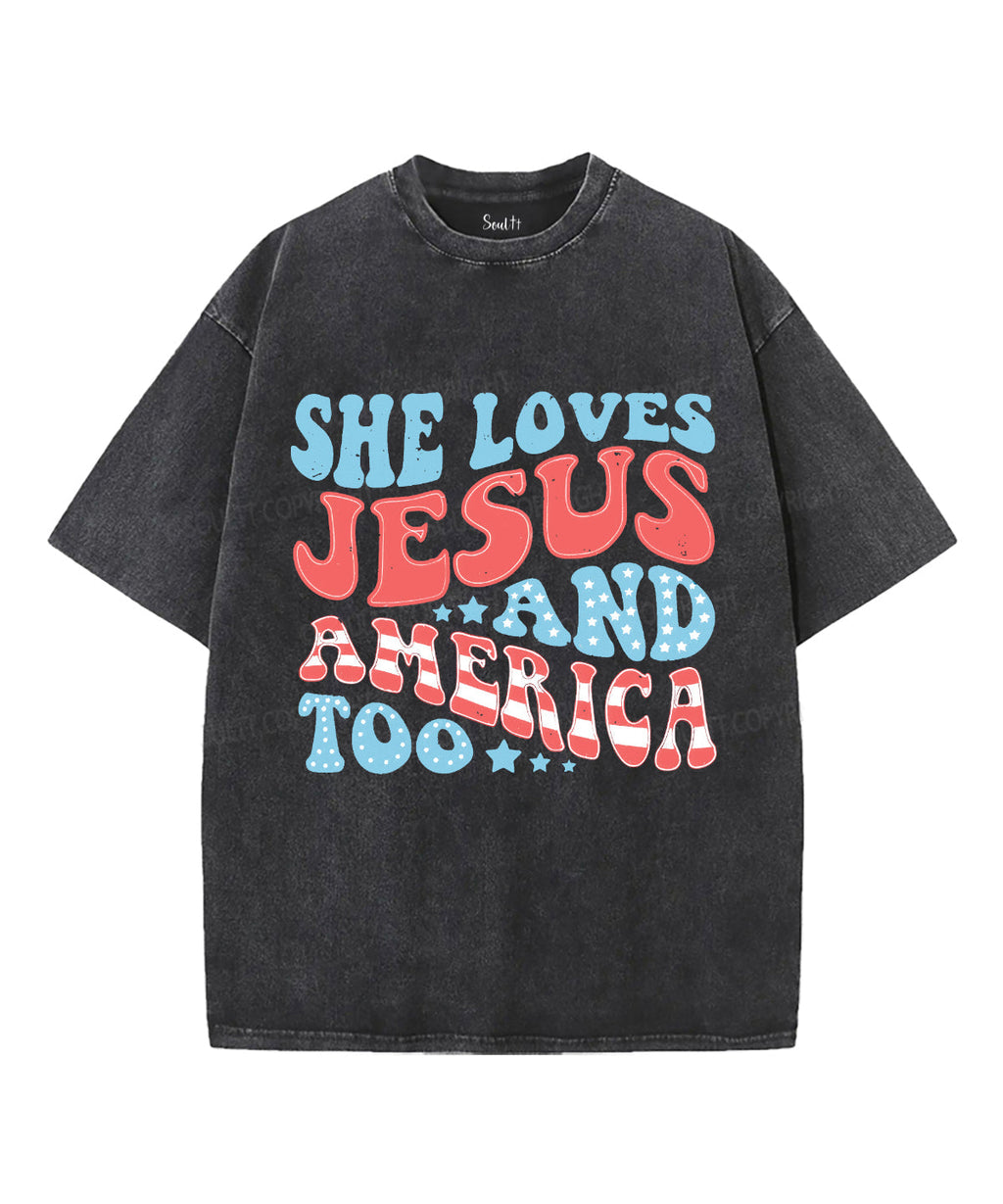 She Loves Jesus Unisex Washed Christian T-shirt Style001 Hoodie, Sweatshirt | CiraTrend.com (Image 2)