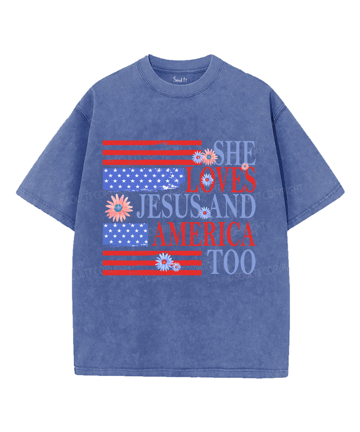 She Loves Jesus And America Unisex Washed Christian T-shirt Style004 Hoodie, Sweatshirt | CiraTrend.com (Image 3)