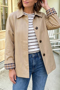 Parchment Plaid Liner Single Breasted Trench Coat (S-Xl)