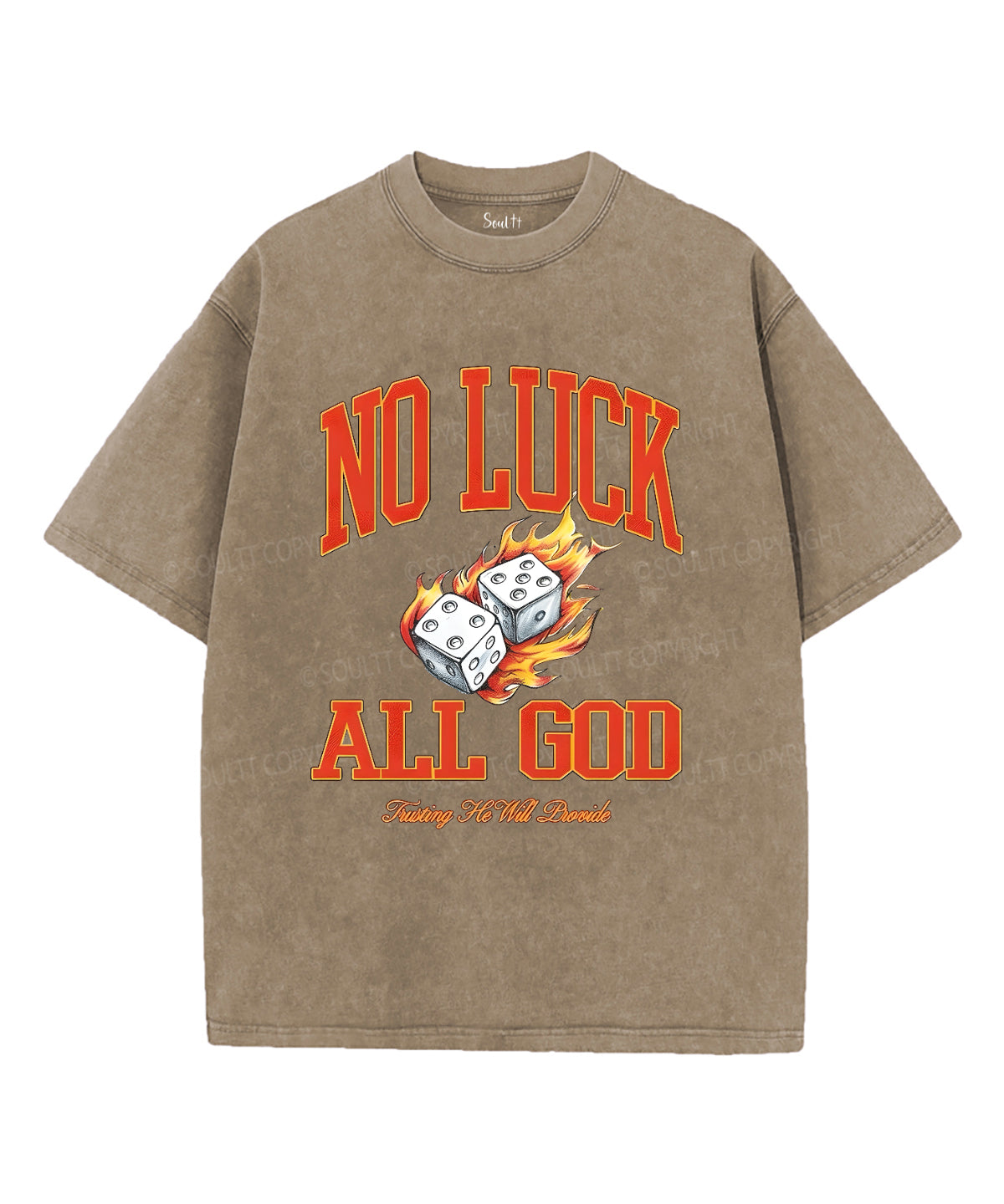 No Luck All God Unisex Washed Christian T-shirt Hoodie, Sweatshirt | CiraTrend.com (Image 5)