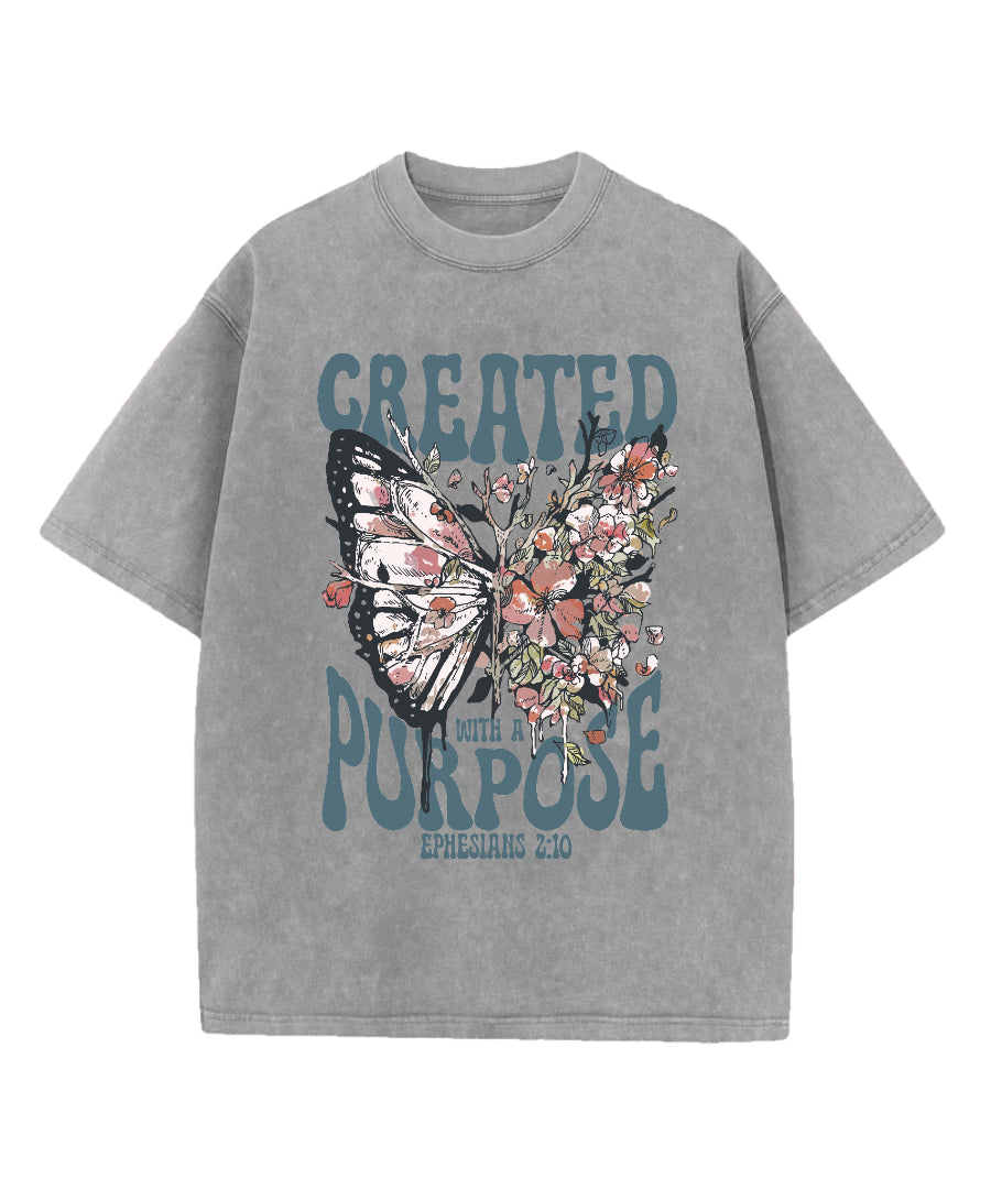 Created With A Purpose Washed Christian T-shirt Hoodie, Sweatshirt | CiraTrend.com (Image 4)