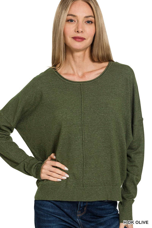 1008 Viscose Front Seam Round Neck Sweater SI-26805