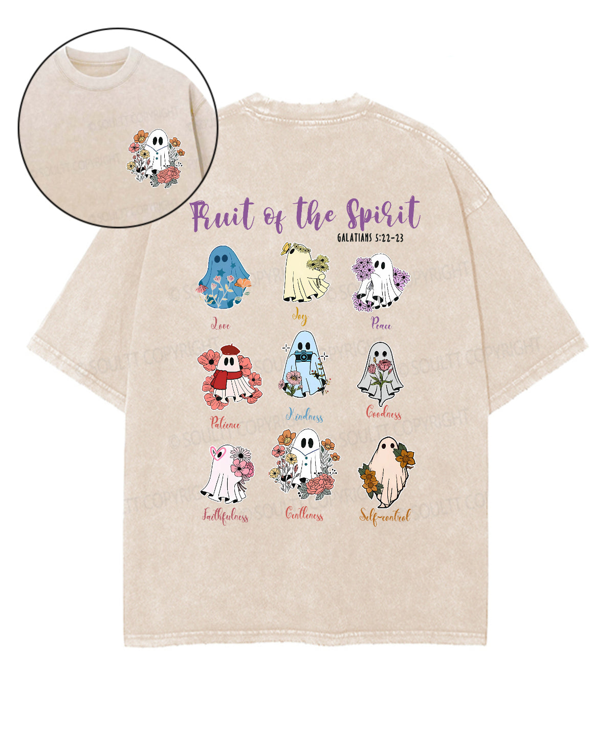 Fruit Of The Spirit Double Sided Unisex Washed Christian T-shirt Style033 Hoodie, Sweatshirt | CiraTrend.com (Image 1)