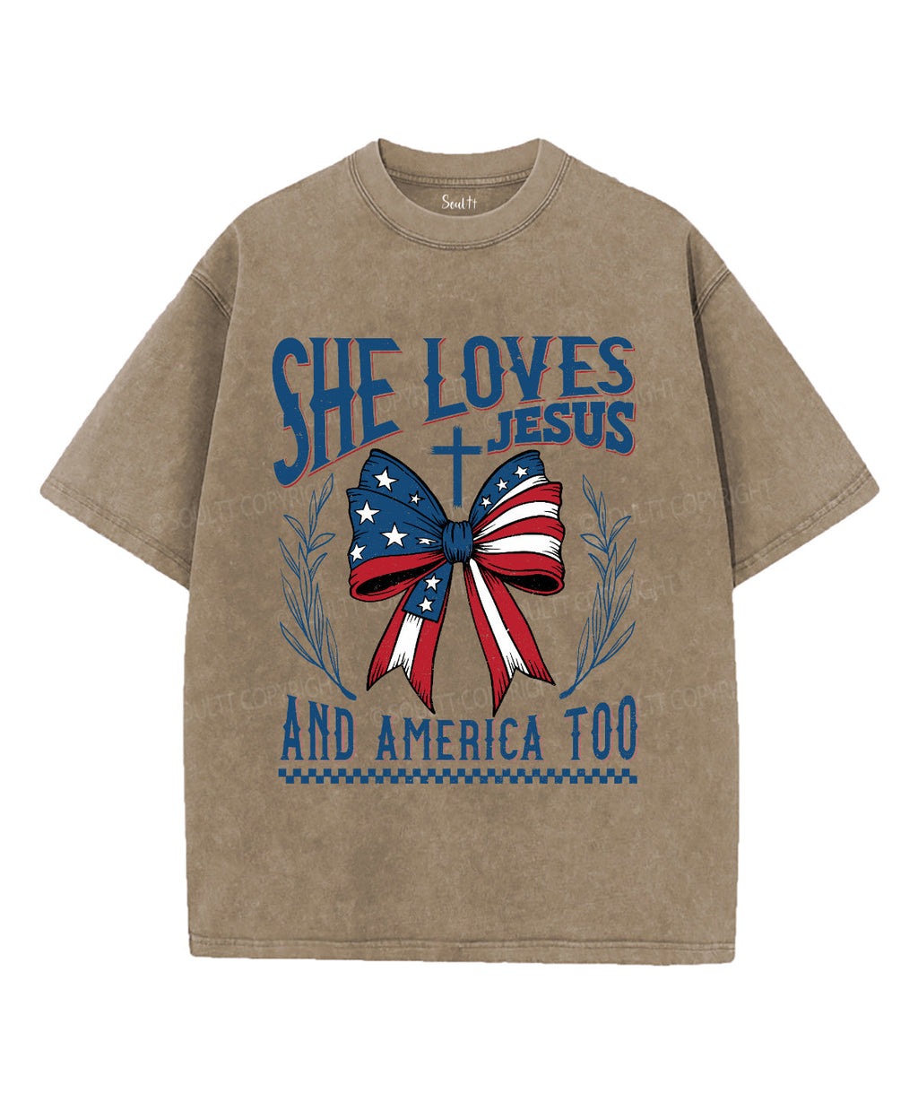 She Loves Jesus Unisex Washed Christian T-shirt Hoodie, Sweatshirt | CiraTrend.com (Image 5)