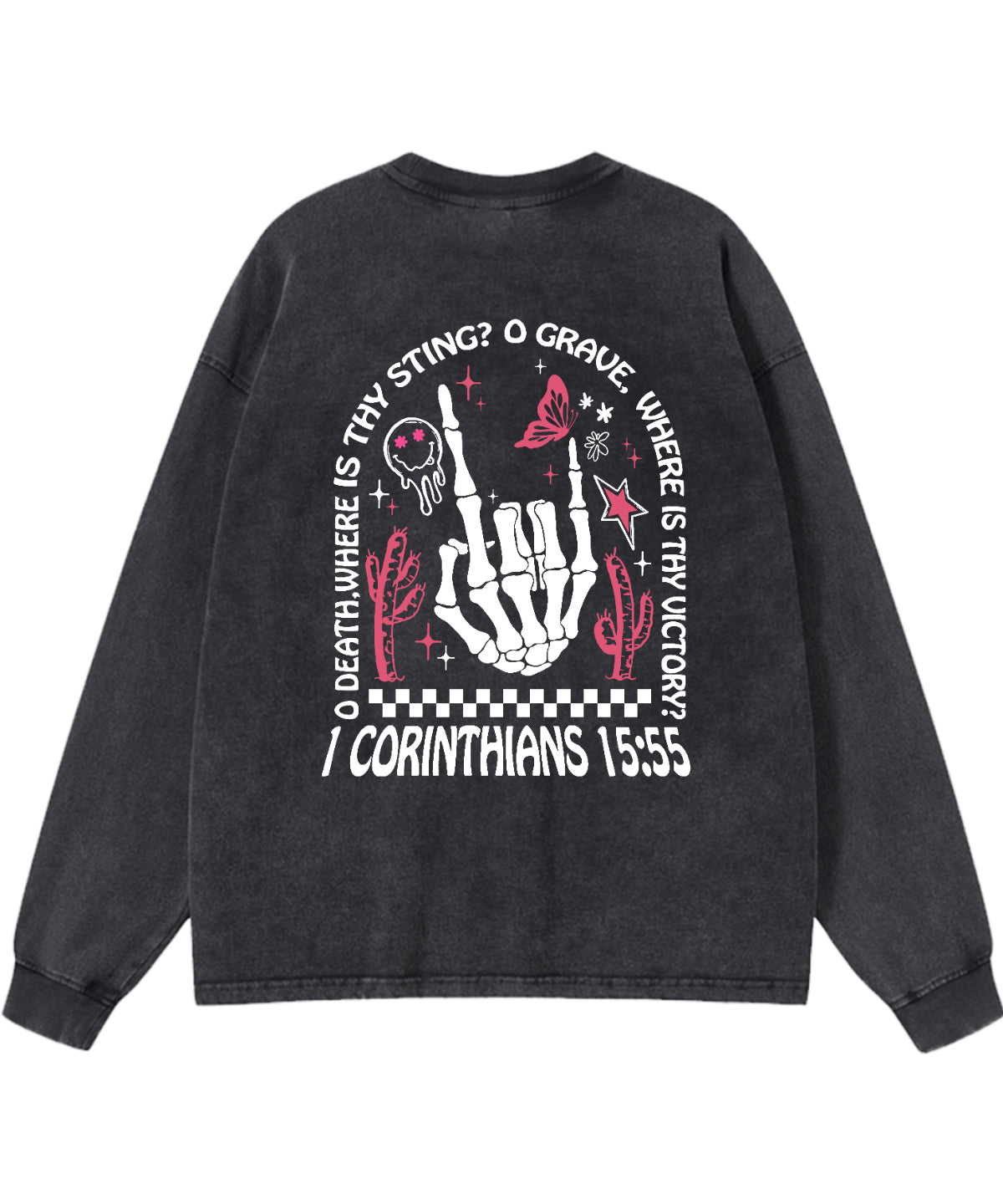 O Death Where Is Thy Sting Double Sided Washed Christian Long-sleeve T-shirt Hoodie, Sweatshirt | CiraTrend.com (Image 3)