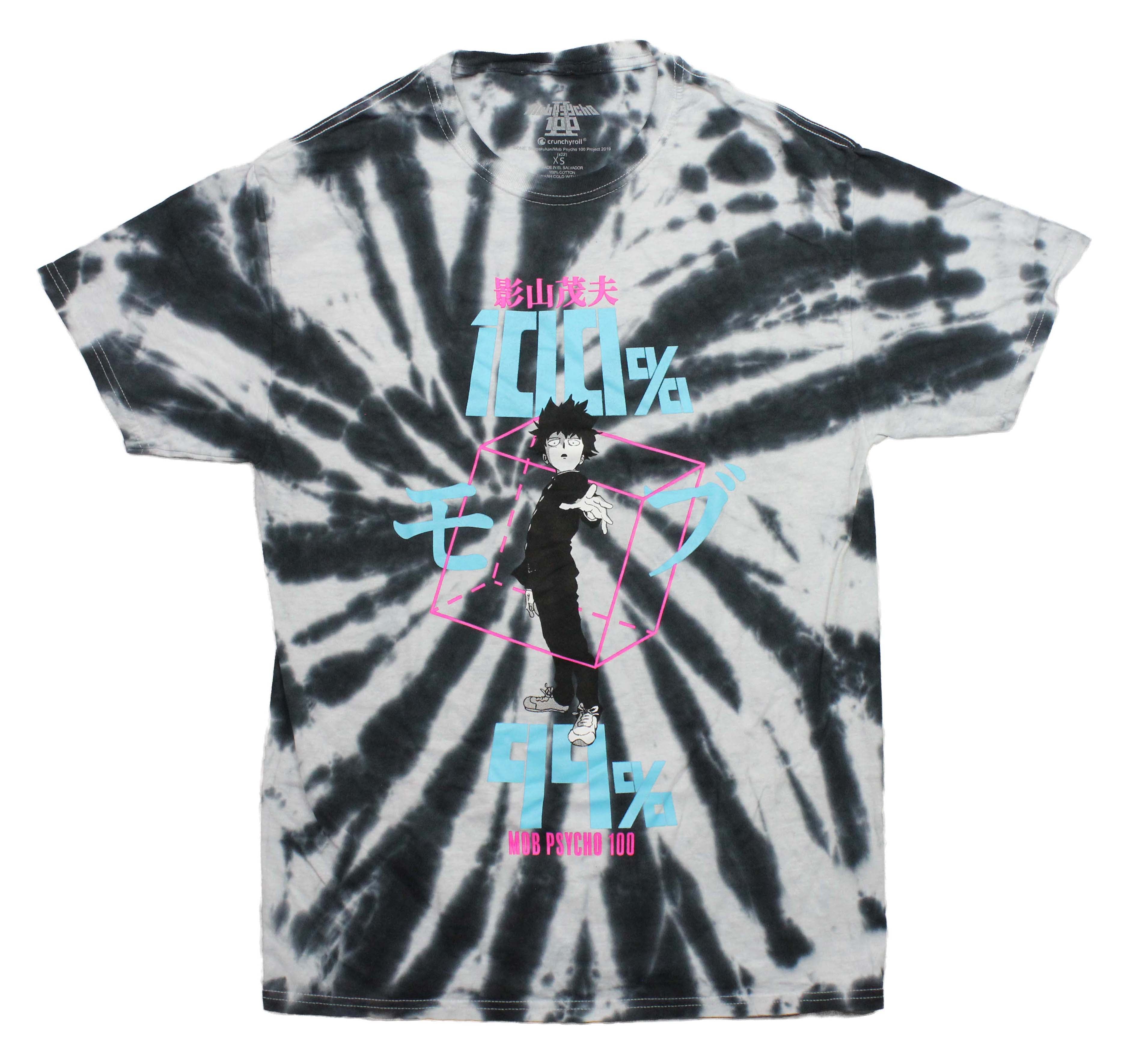 Mob Psycho Mens T-Shirt - 100% Reaching Out in Pink Cube Tie Dye Hoodie, Sweatshirt | CiraTrend.com