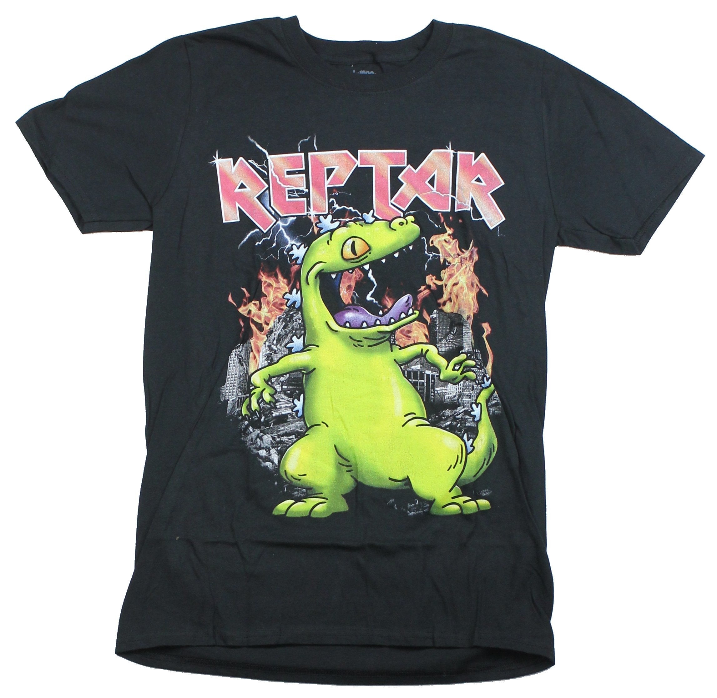 Rugrats Mens T-Shirt - Reptar Metal Logo Over Destruction Hoodie, Sweatshirt | CiraTrend.com
