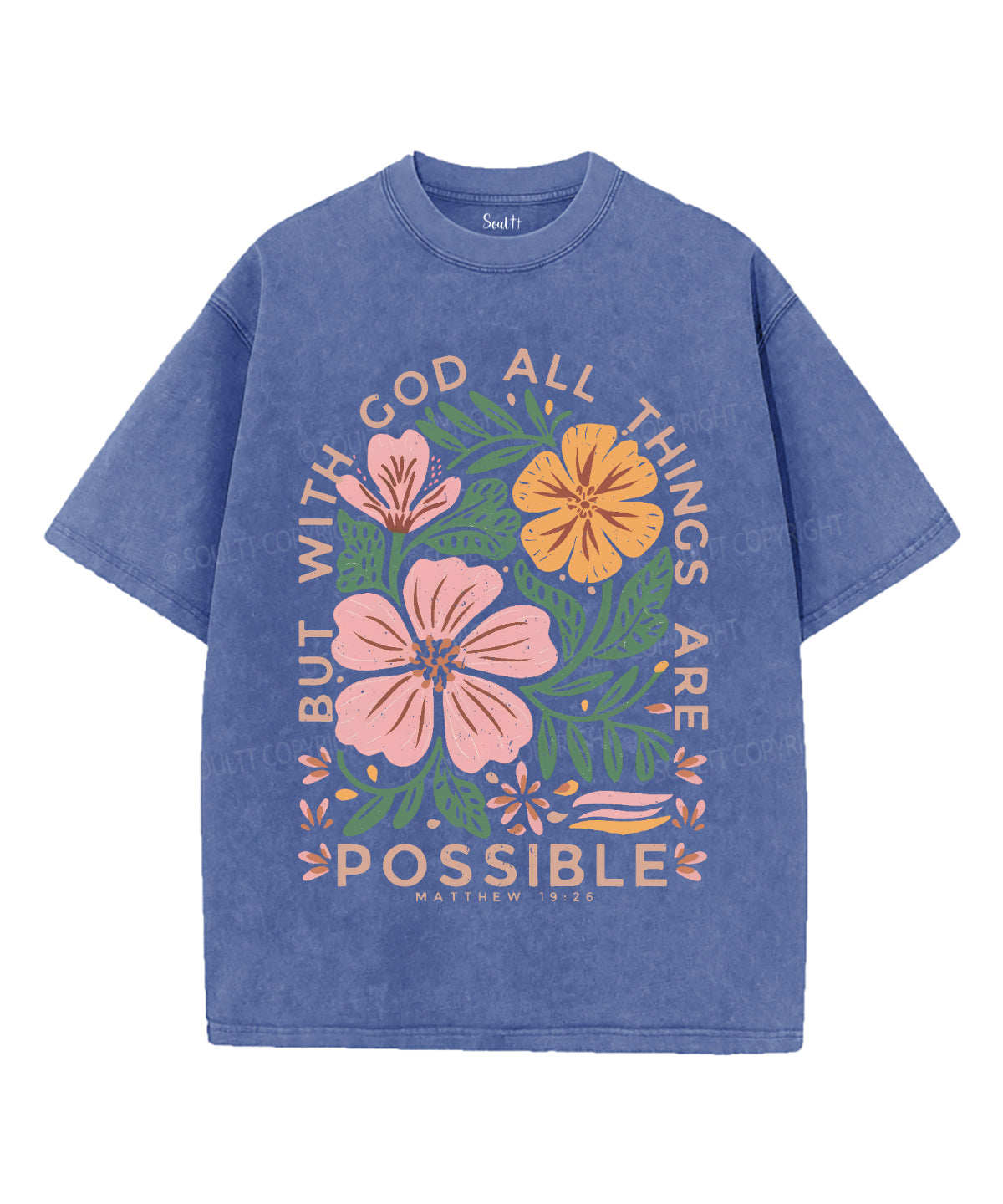 All Things Are Possible Unisex Washed Christian T-shirt Hoodie, Sweatshirt | CiraTrend.com (Image 3)
