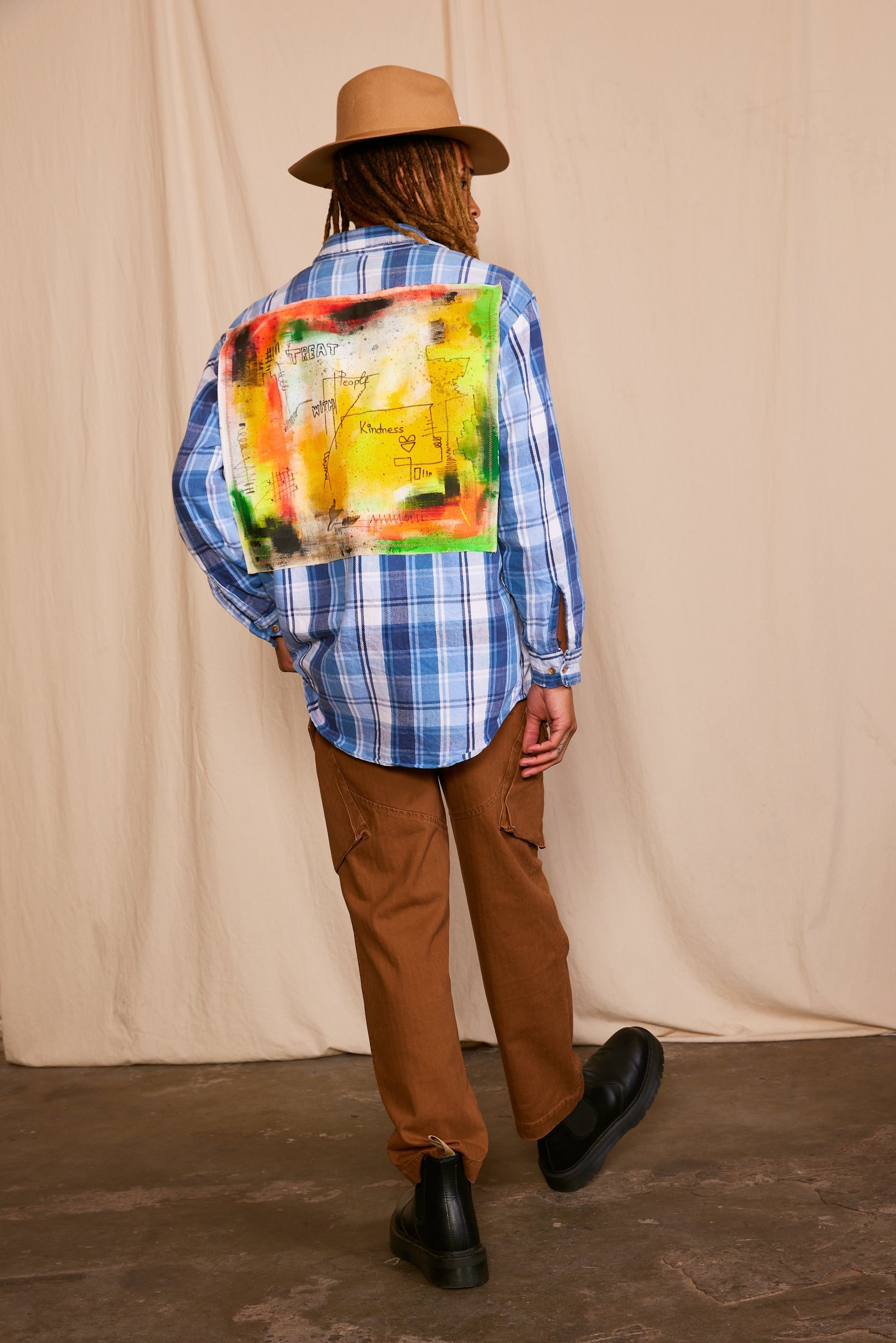 Artisan Hand-Painted Kindness Canvas Plaid Shirt Hoodie, Sweatshirt | CiraTrend.com (Image 5)