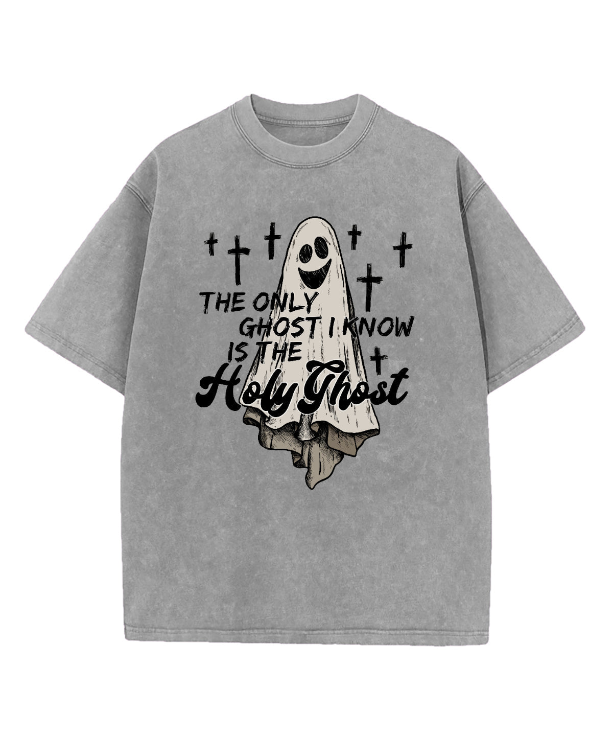 The Only Ghost Is Holy Ghost Washed Christian T-shirt Hoodie, Sweatshirt | CiraTrend.com (Image 4)