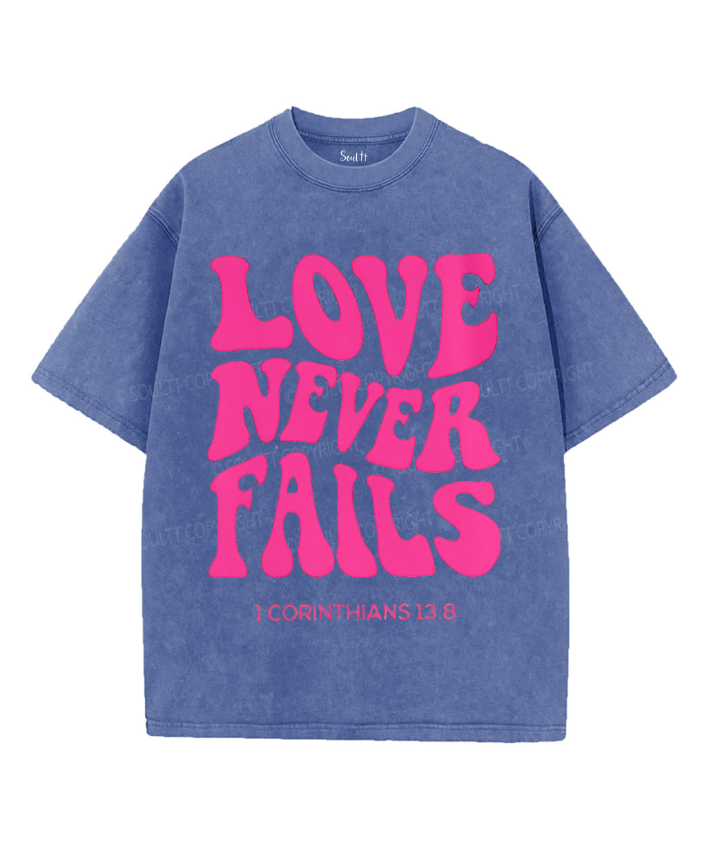 Love Never Fails Unisex Washed Christian T-shirt Hoodie, Sweatshirt | CiraTrend.com (Image 4)