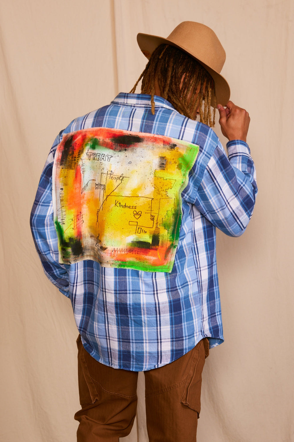 Artisan Hand-Painted Kindness Canvas Plaid Shirt Hoodie, Sweatshirt | CiraTrend.com (Image 4)