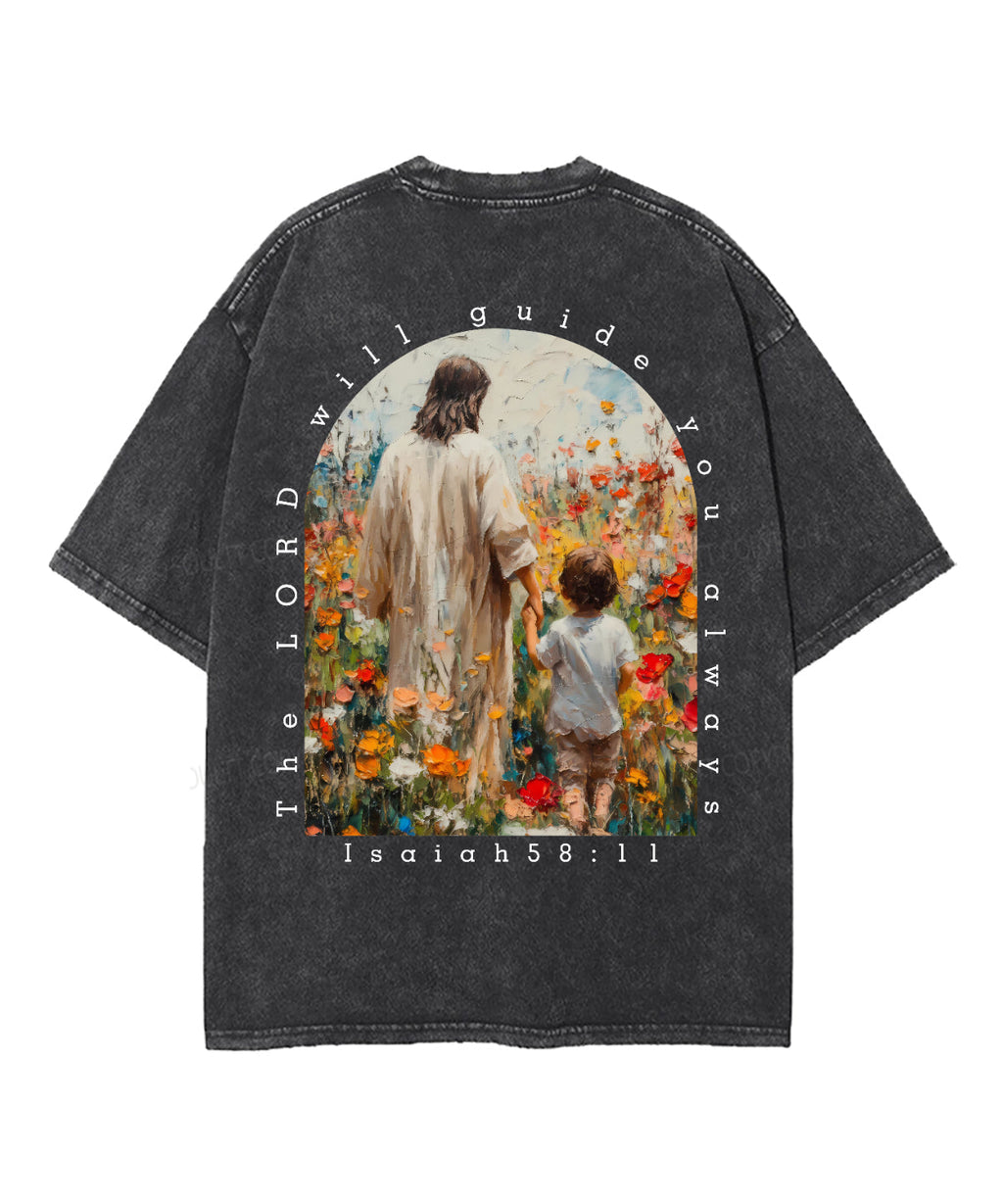 The Lord Will Guide You Double Sided Unisex Washed Christian T-shirt Hoodie, Sweatshirt | CiraTrend.com (Image 5)