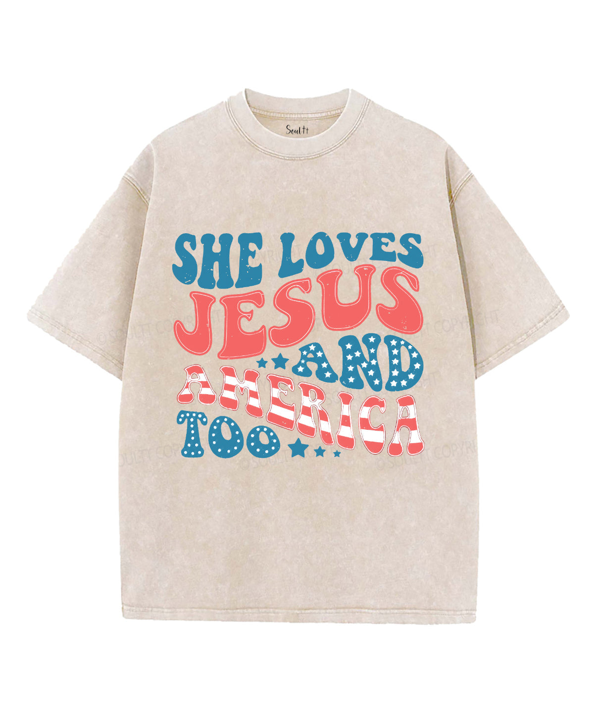 She Loves Jesus Unisex Washed Christian T-shirt Style001 Hoodie, Sweatshirt | CiraTrend.com (Image 1)