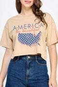 America the Beautiful Mineral Graphic Long Crop Top
