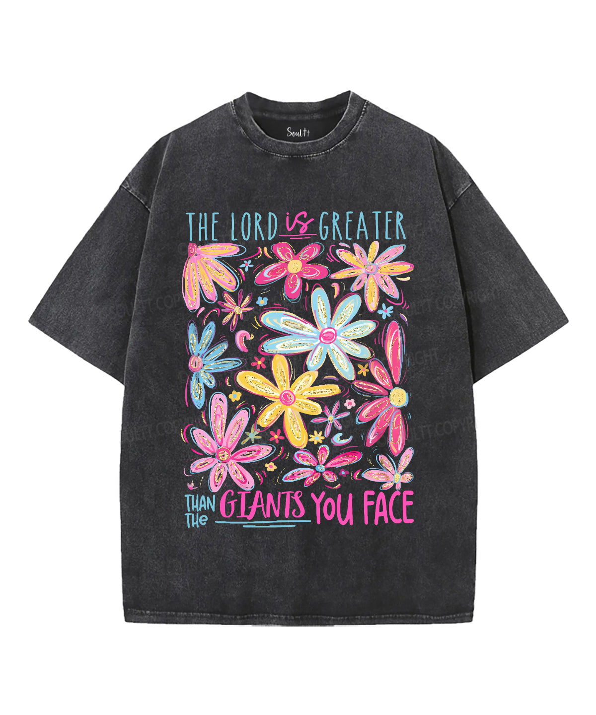 The Lord Is Greater Unisex Washed Christian T-shirt Hoodie, Sweatshirt | CiraTrend.com (Image 2)
