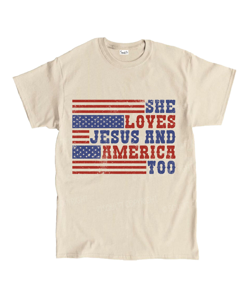 She Loves Jesus And America Unisex Cotton Christian T-Shirt Style001 Hoodie, Sweatshirt | CiraTrend.com (Image 4)