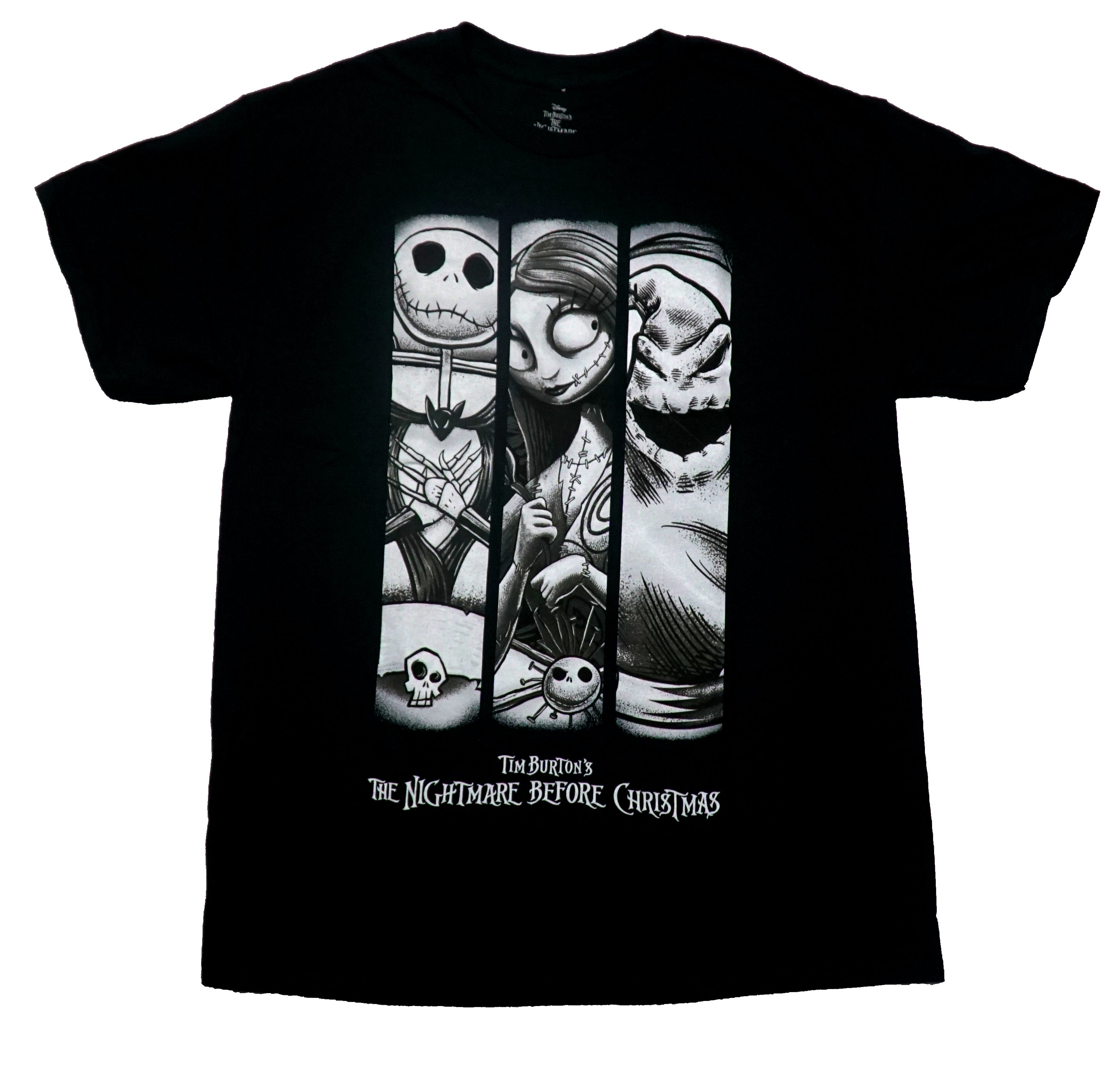 Nightmare Before Christmas Mens T-Shirt -Grayscale Jack, Sally & Oogie Hoodie, Sweatshirt | CiraTrend.com