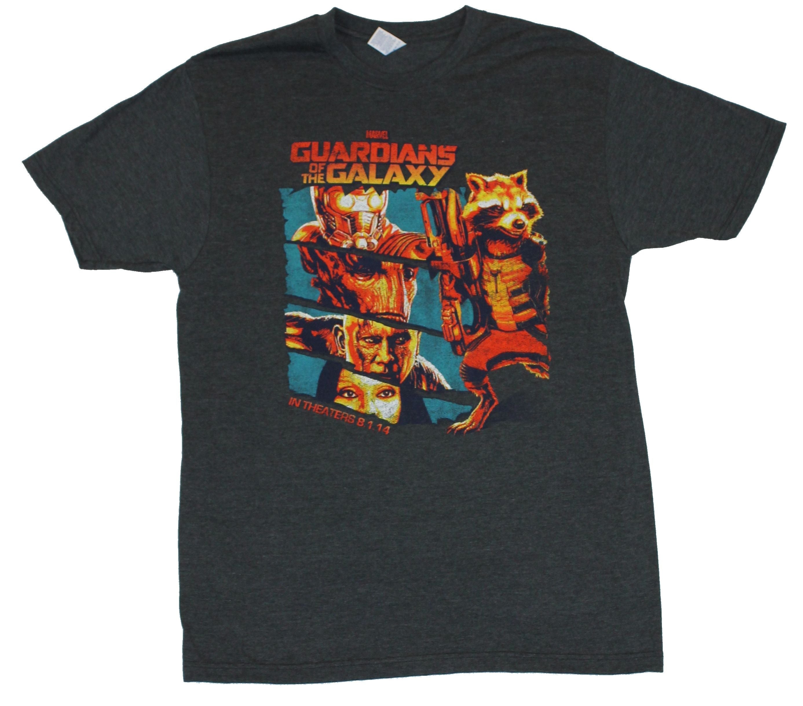 Guardians of the Galaxy Mens T-Shirt - Slashed Movie Hero Images w/ Release Date Hoodie, Sweatshirt | CiraTrend.com