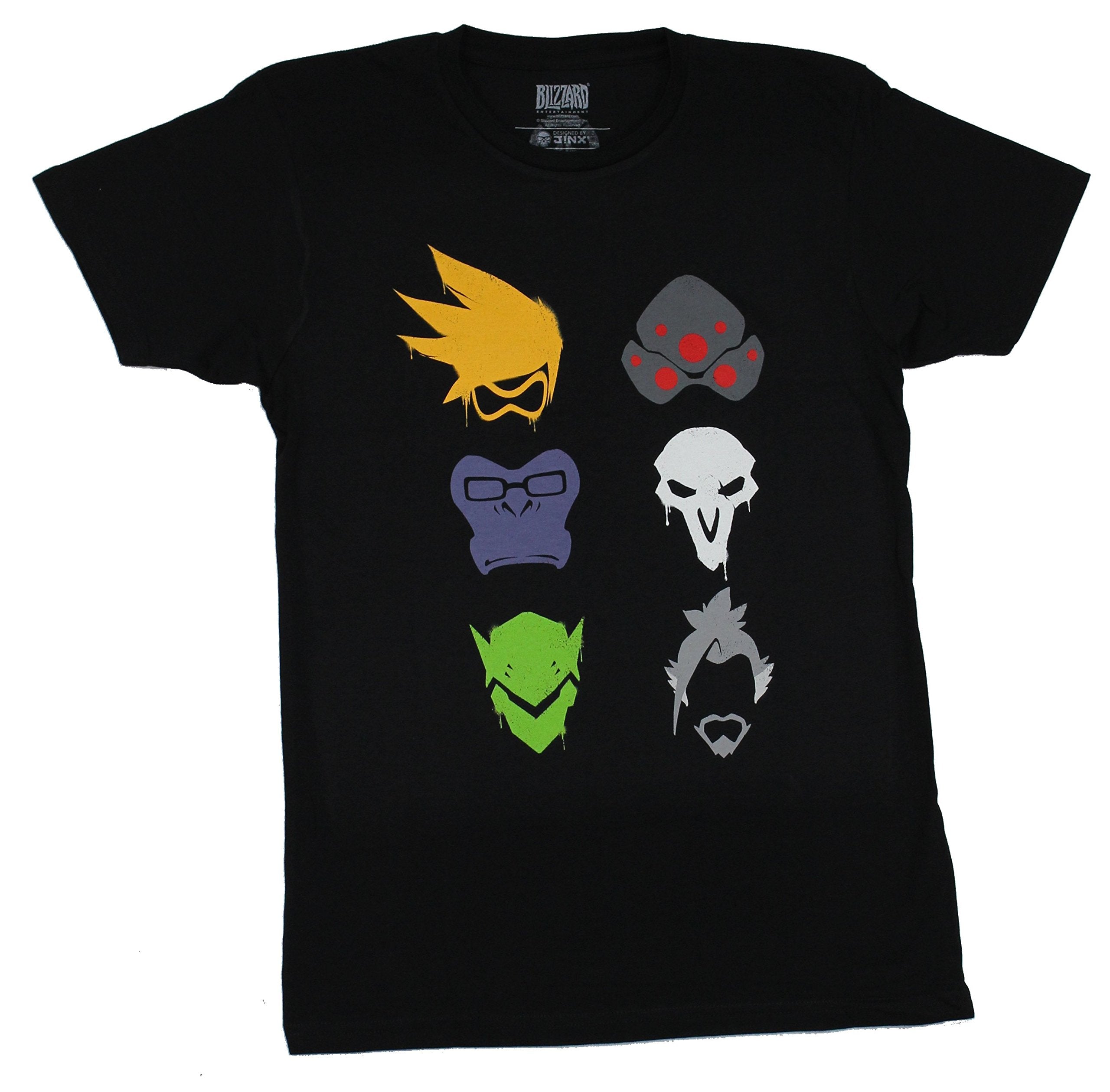 Overwatch Mens T-Shirt - Verses Spray Character Head Images Hoodie, Sweatshirt | CiraTrend.com