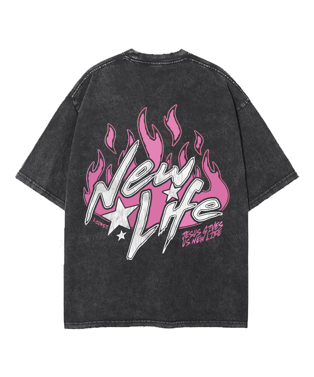 New Life Double Sided Unisex Washed Christian T-shirt Hoodie, Sweatshirt | CiraTrend.com (Image 3)
