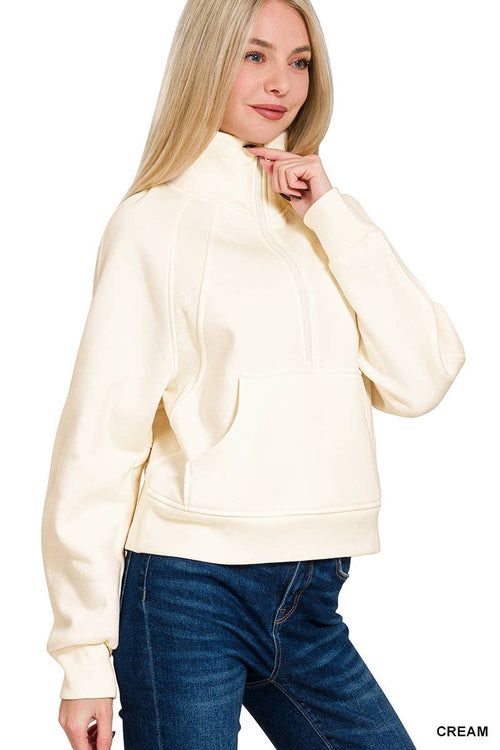 1016 Fleece Half Zip Kangaroo Pocket Sweatshirts SI-27205