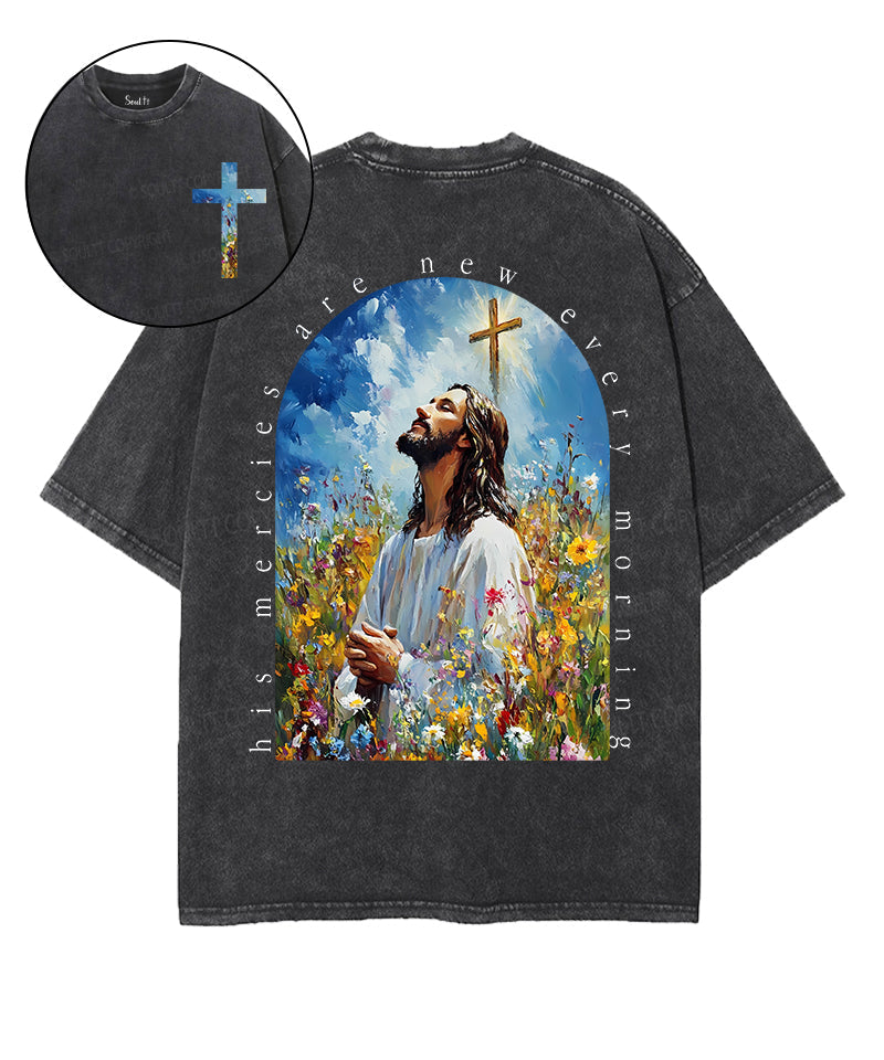 His Mercies Are New Double Sided Unisex Washed Christian T-shirt Style003 Hoodie, Sweatshirt | CiraTrend.com (Image 1)