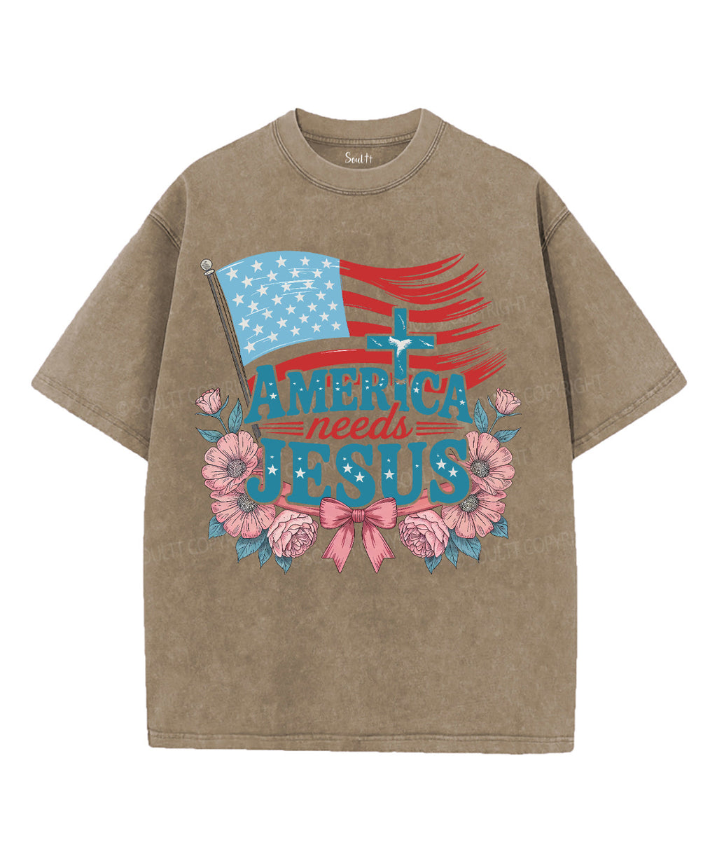 America Needs Jesus Unisex Washed Christian T-shirt Style002 Hoodie, Sweatshirt | CiraTrend.com (Image 5)