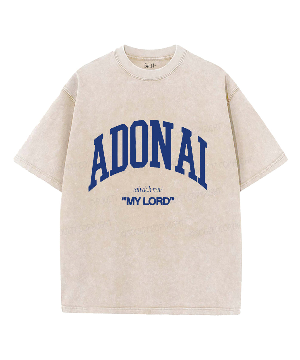 Adonai Unisex Washed Christian T-shirt Hoodie, Sweatshirt | CiraTrend.com (Image 1)