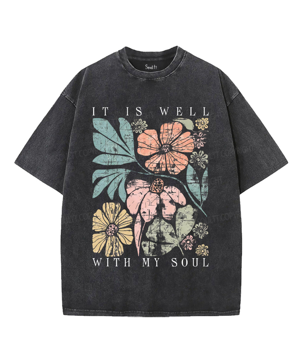 It Is Well With My Soul Unisex Washed Christian T-shirt Style010 Hoodie, Sweatshirt | CiraTrend.com (Image 1)