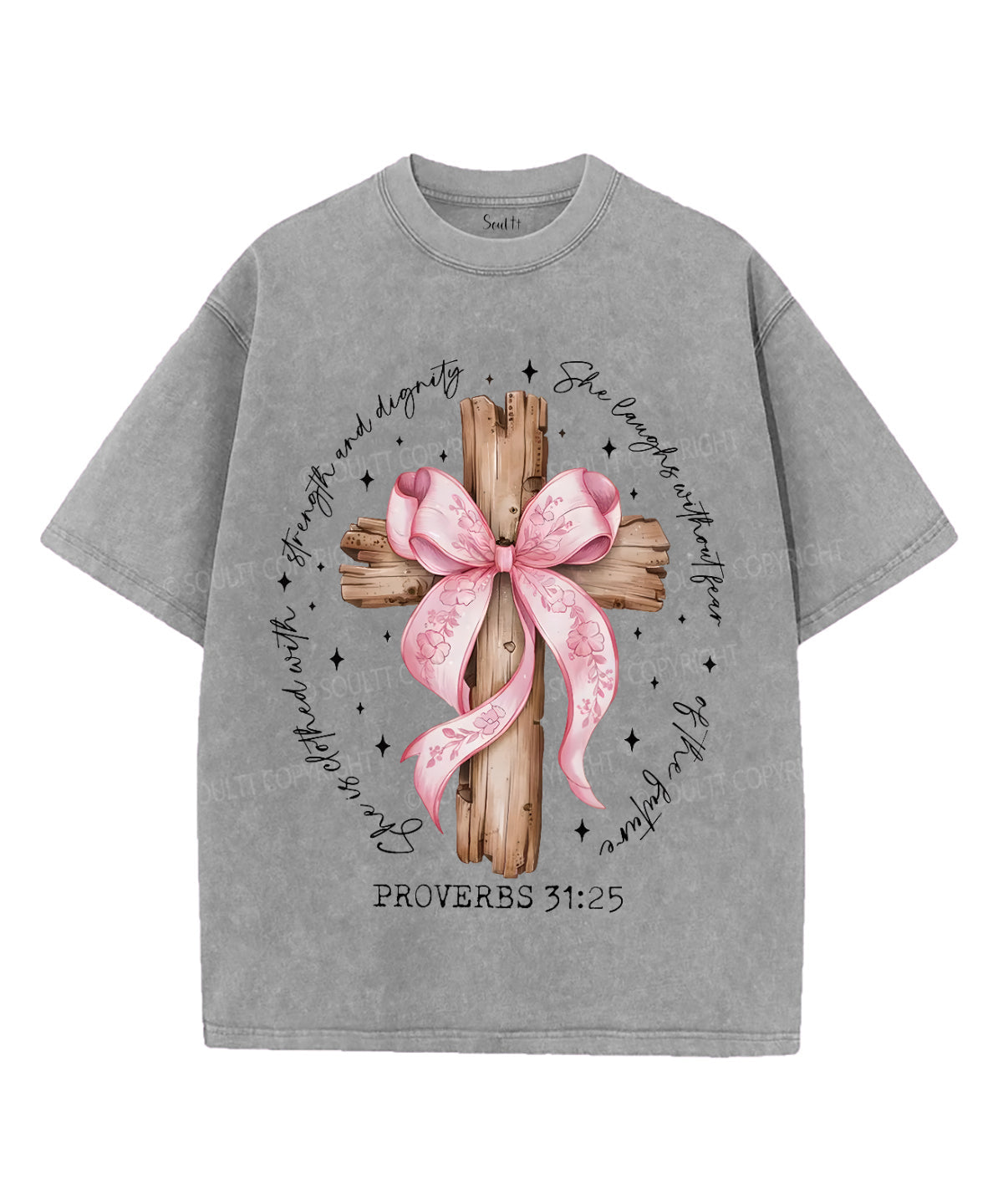 She Is Clothed with Strength and Dignity Unisex Washed Christian T-shirt Hoodie, Sweatshirt | CiraTrend.com (Image 2)