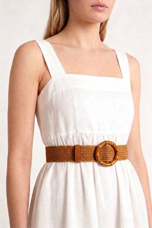 0402 Bohemian Straw Bamboo Pin Buckle Belt SI-29652