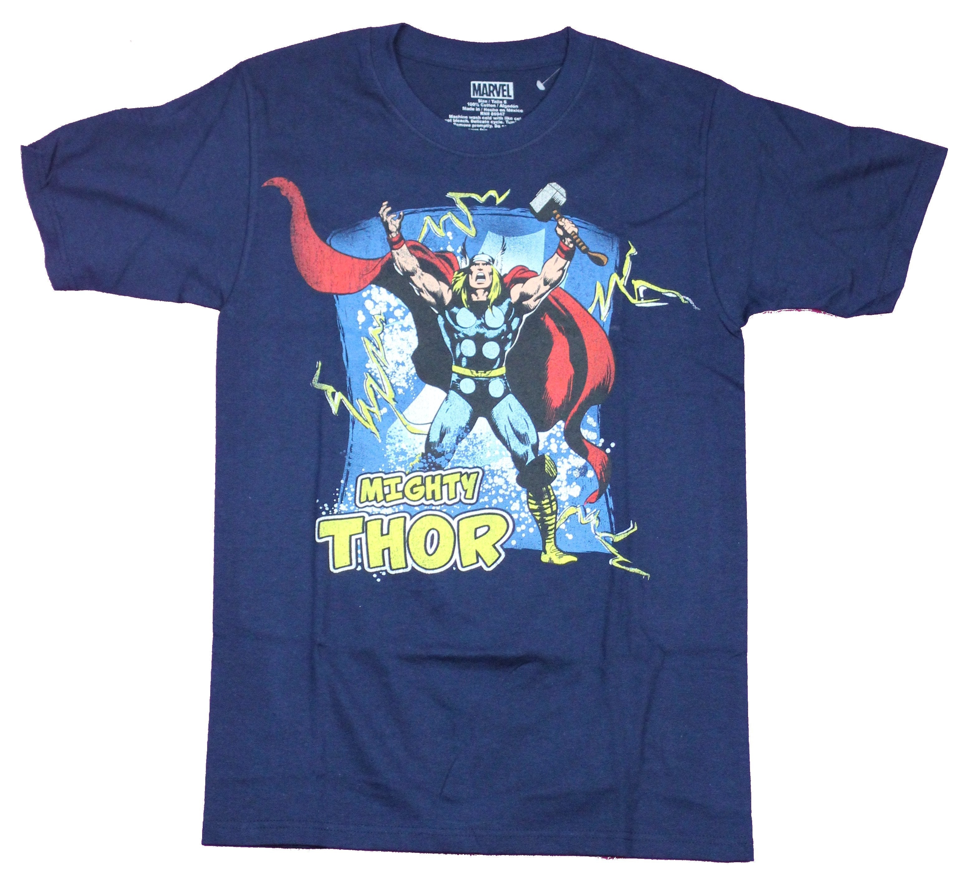 Thor  Mens T-Shirt  - Mighty Thor Arms Raised Electrified Image With Logo Hoodie, Sweatshirt | CiraTrend.com