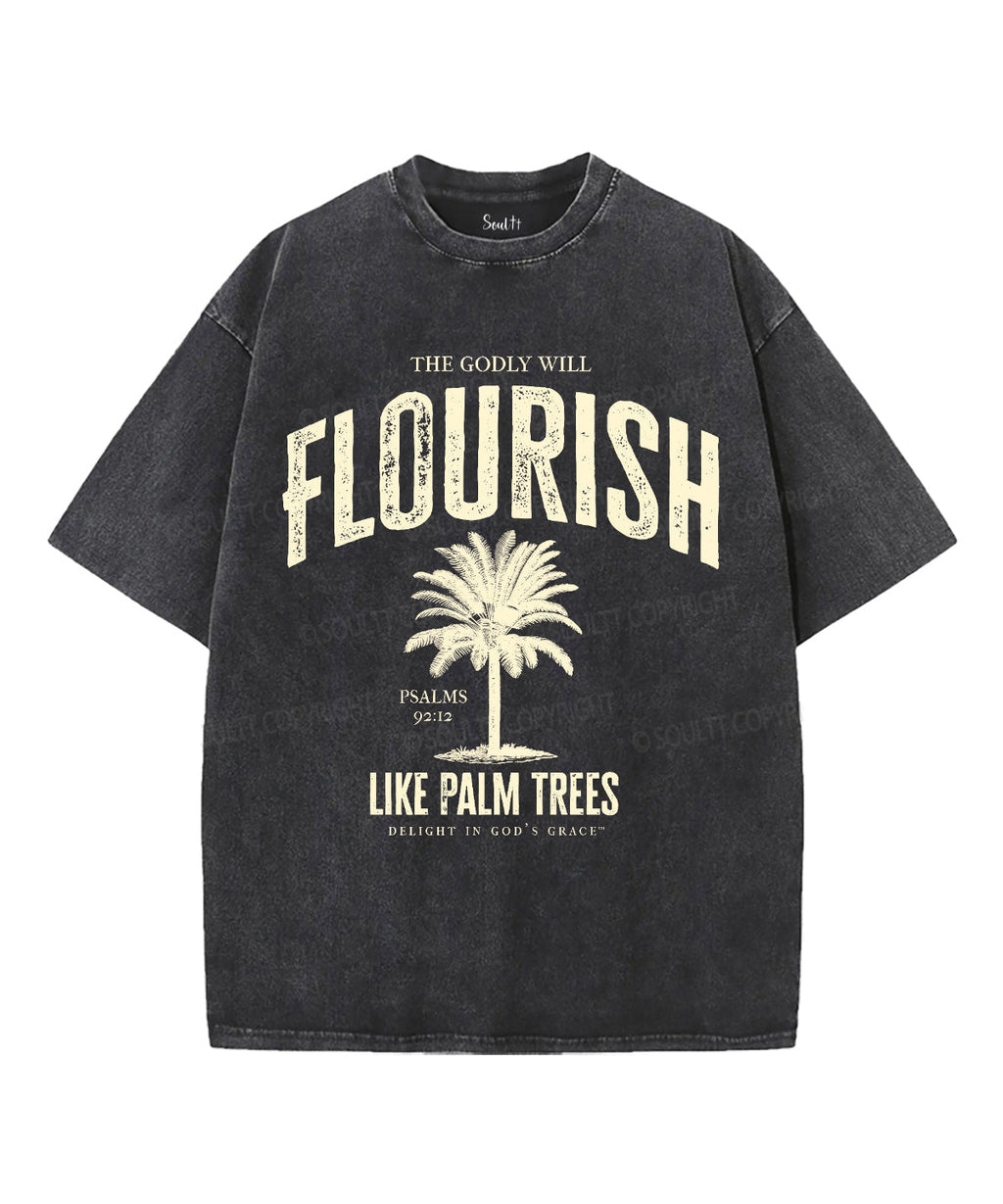 Flourish Like Palm Trees Unisex Washed Christian T-shirt Hoodie, Sweatshirt | CiraTrend.com (Image 2)