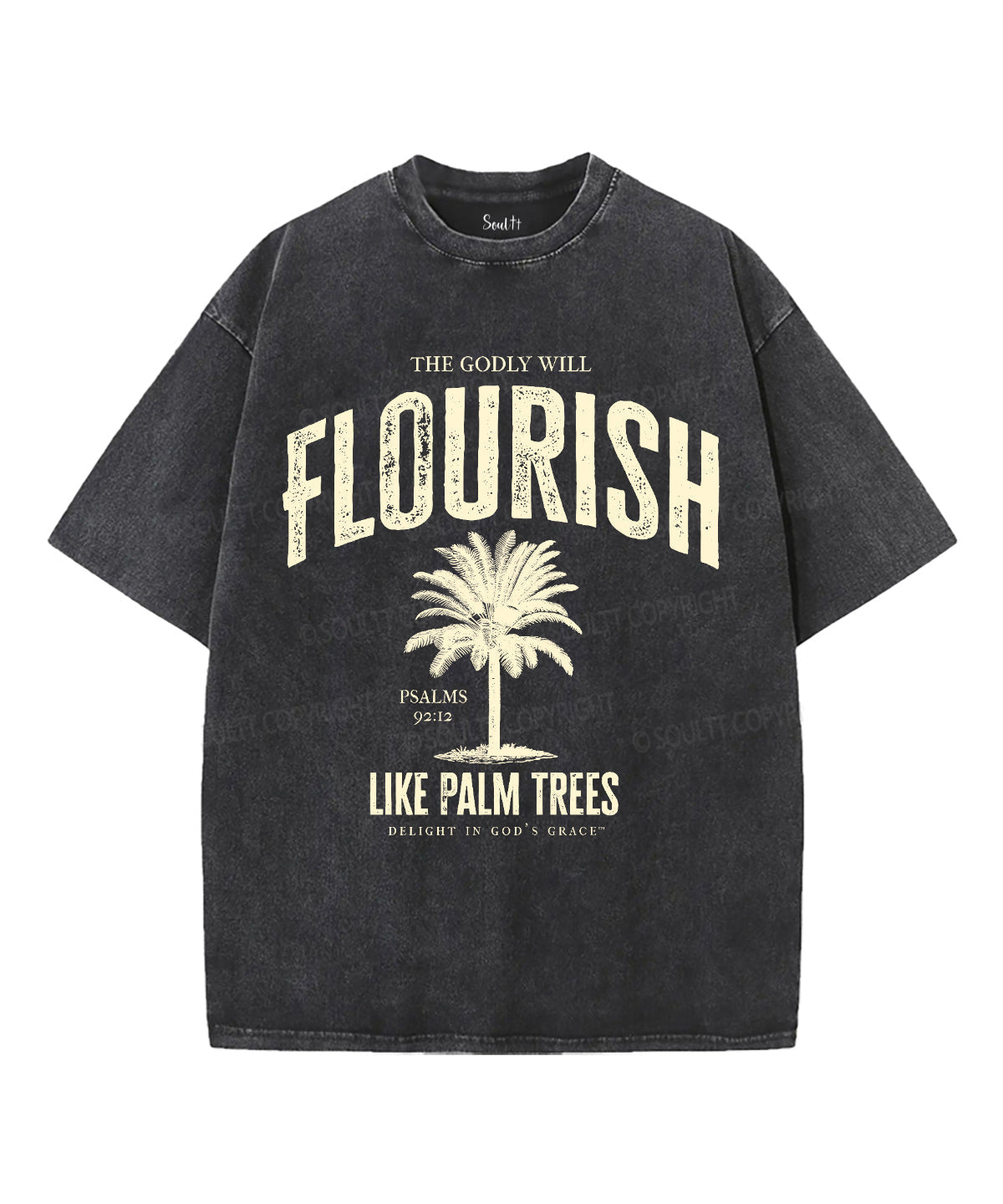 Flourish Like Palm Trees Unisex Washed Christian T-shirt Hoodie, Sweatshirt | CiraTrend.com (Image 2)