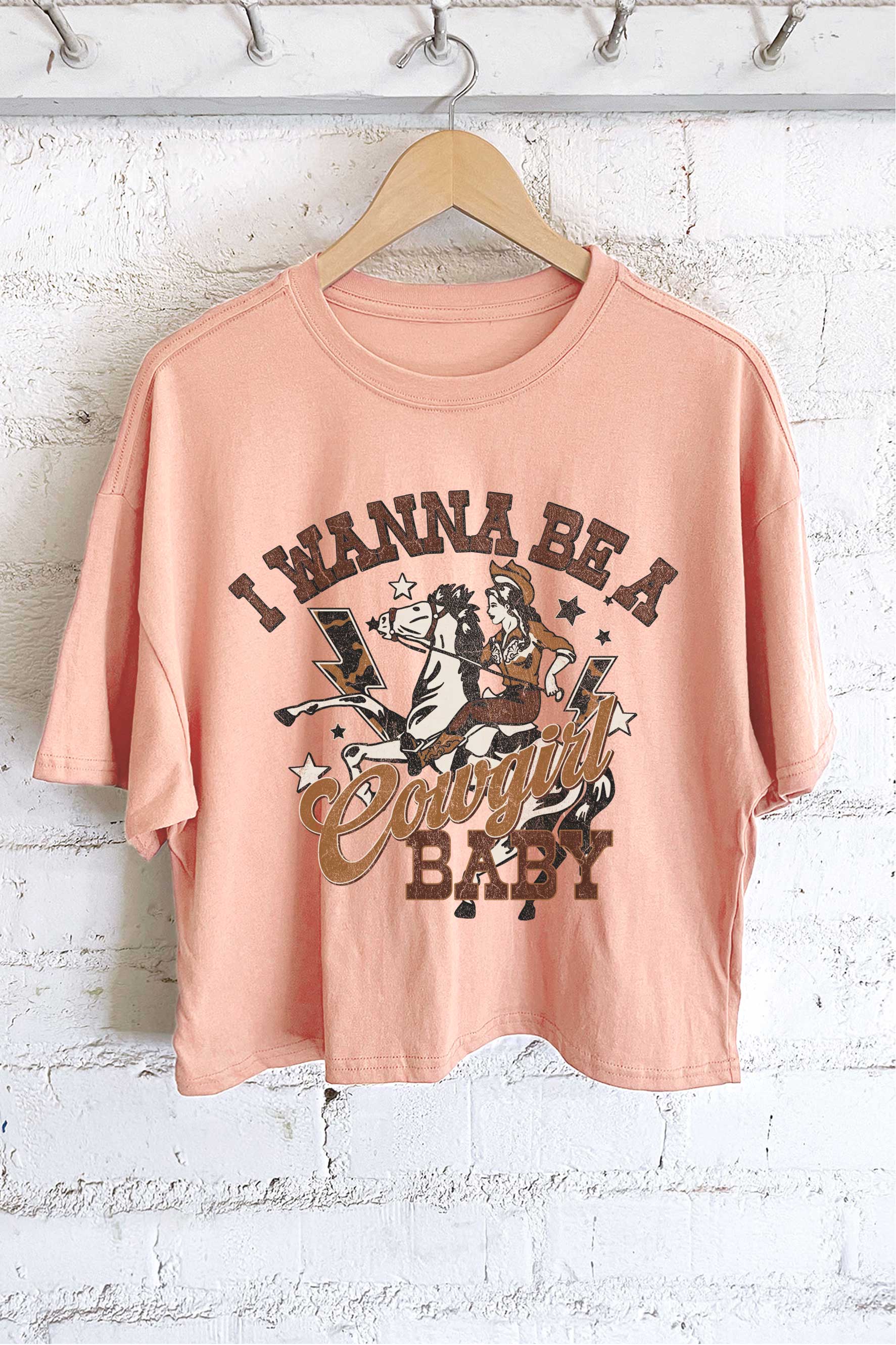 I Wanna Be A Cowgirl Baby Graphic Long Crop Top