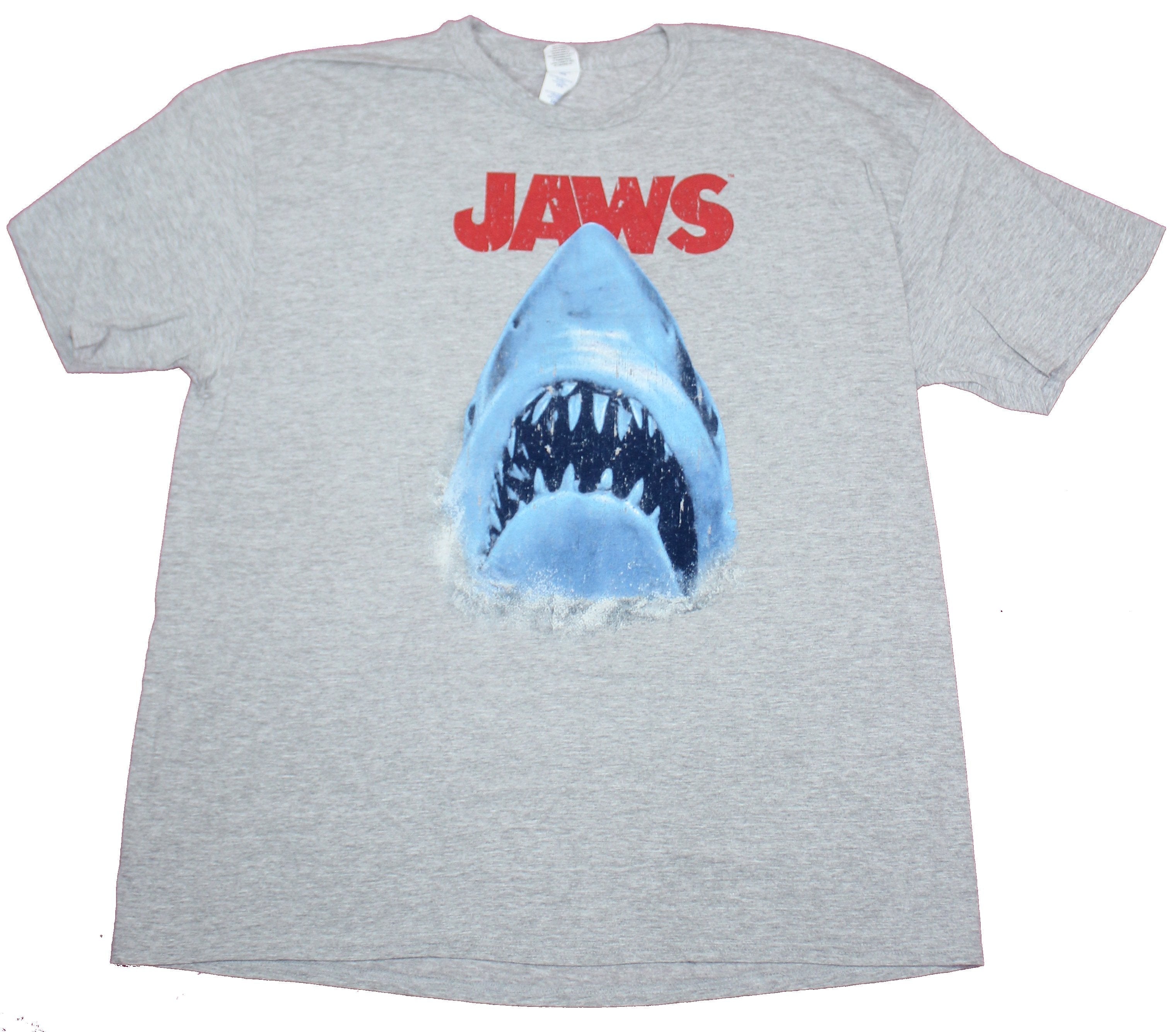 Jaws Mens T-Shirt- Distressed Big Mouth Shark Under Red Name Image Style008 Hoodie, Sweatshirt | CiraTrend.com