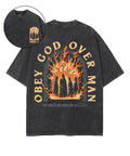 Obey God Over Man Double Sided Unisex Washed Christian T-shirt Hoodie, Sweatshirt | CiraTrend.com (Image 1)