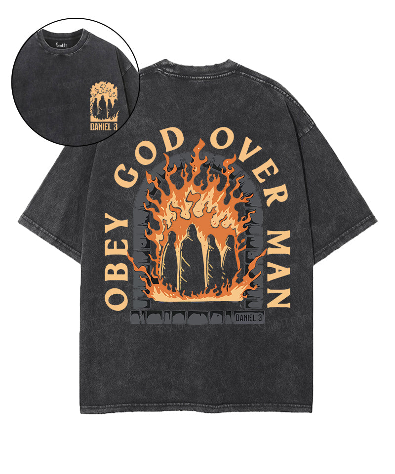 Obey God Over Man Double Sided Unisex Washed Christian T-shirt Hoodie, Sweatshirt | CiraTrend.com (Image 1)