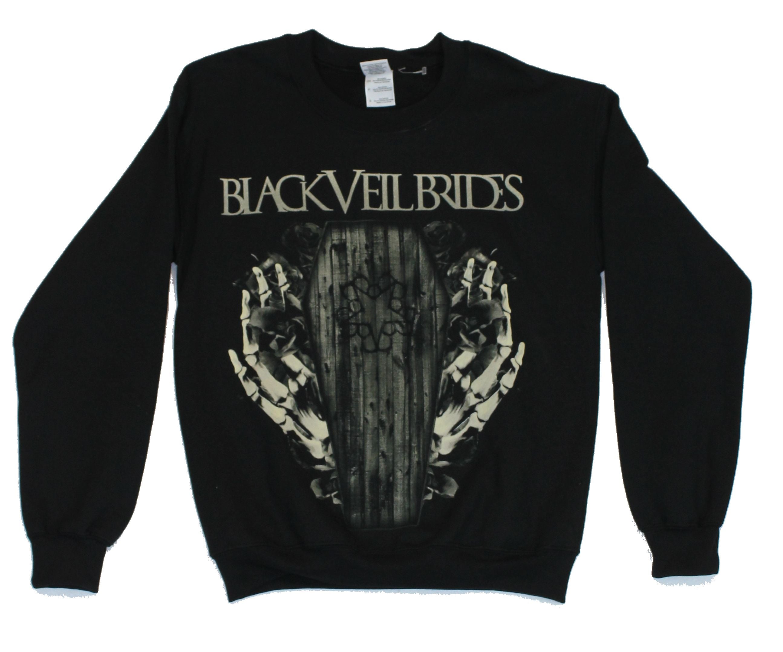 Black Veil Brides Crewneck Sweatshirt - Coffin & Grasping Skeleton Hands Image T-Shirts, Hoodie | CiraTrend.com