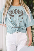 Rodeo Cow Skull Wild West Mineral Graphic Long Crop Top